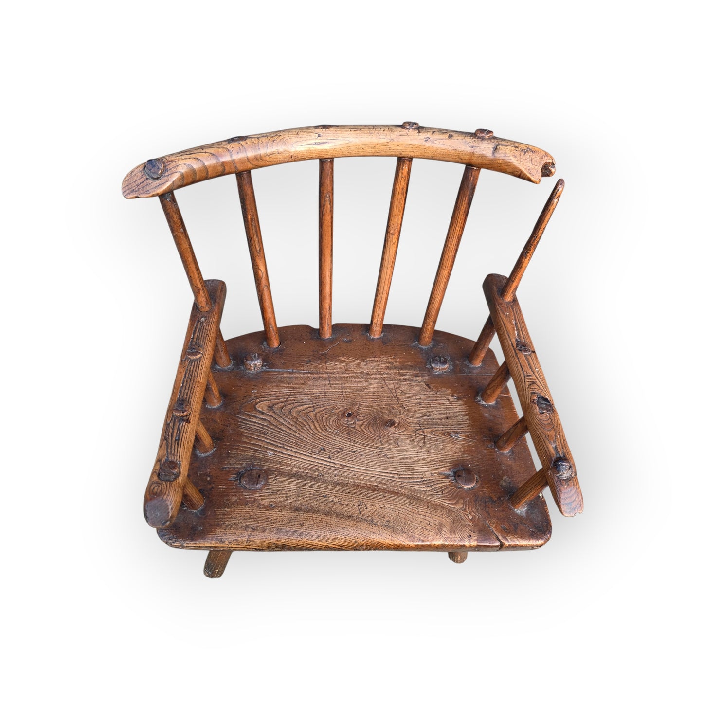 18th-Century Primitive Irish Antique Child's Stick-Back Armchair / Hedge Chair