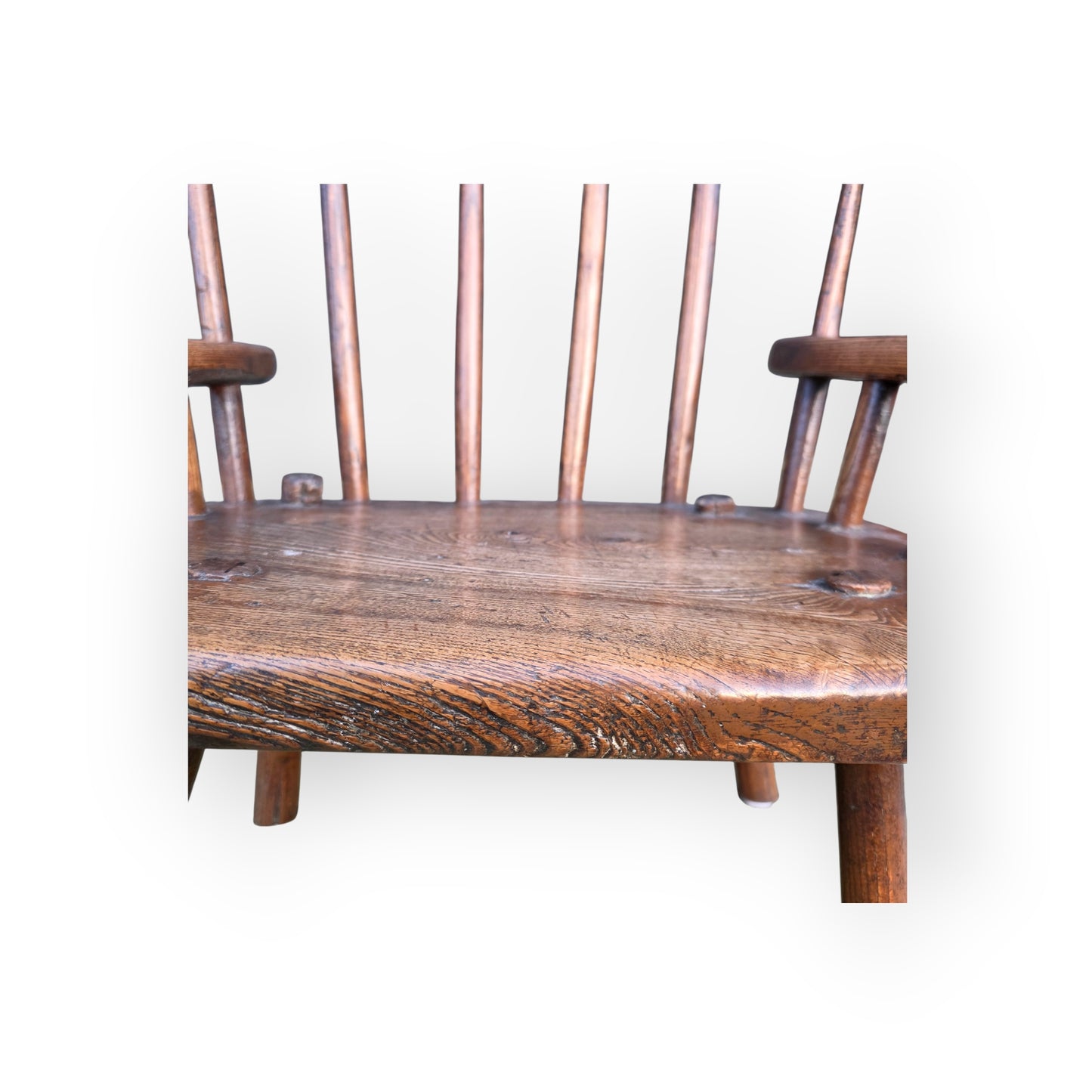 18th-Century Primitive Irish Antique Child's Stick-Back Armchair / Hedge Chair