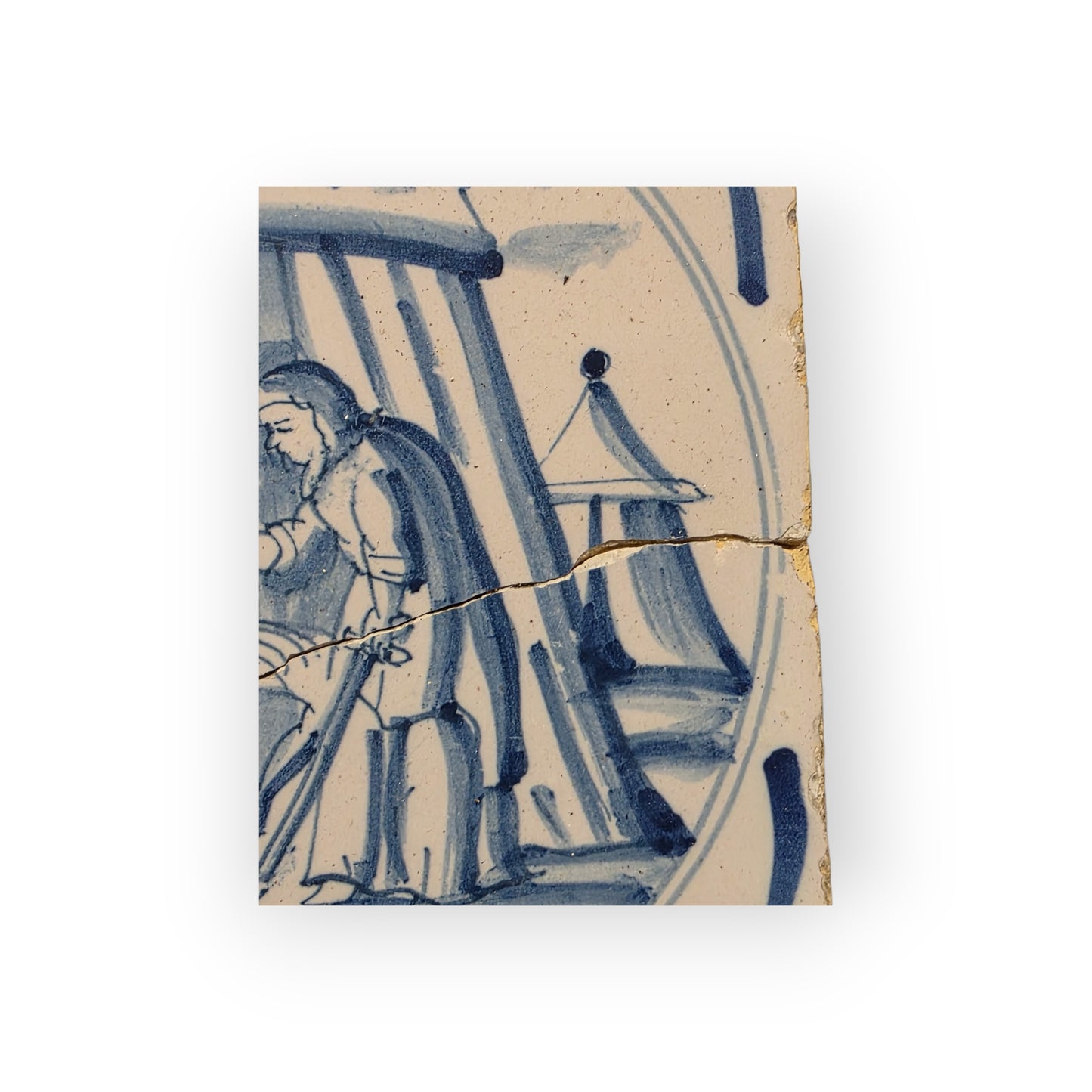18th‑Century Antique Dutch Delft Tile Depicting Judith With the Head of Holofernes