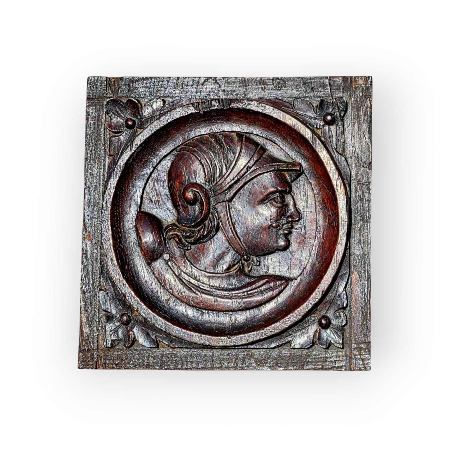 Pair of 16th-Century Antique Carved Oak Romayne Portrait Panels