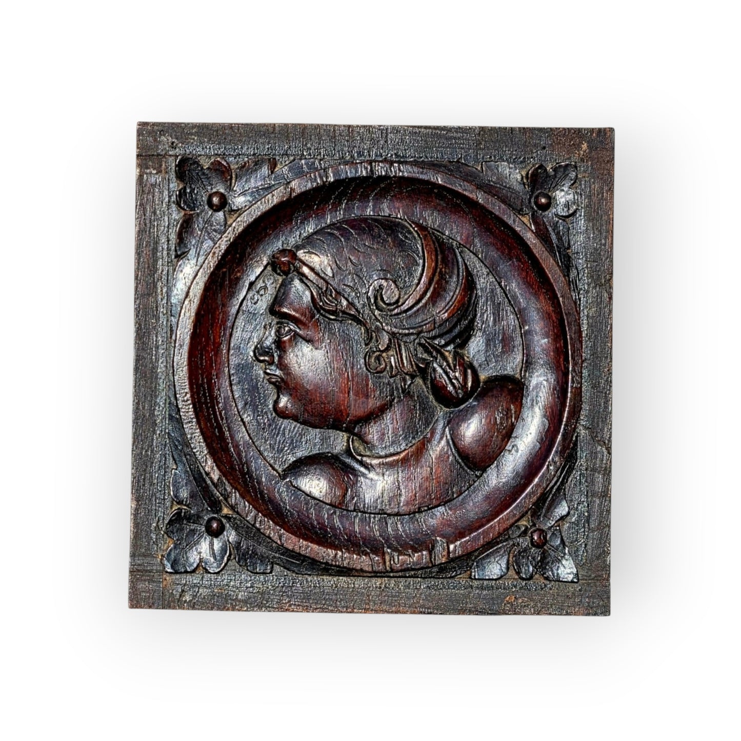 Pair of 16th-Century Antique Carved Oak Romayne Portrait Panels