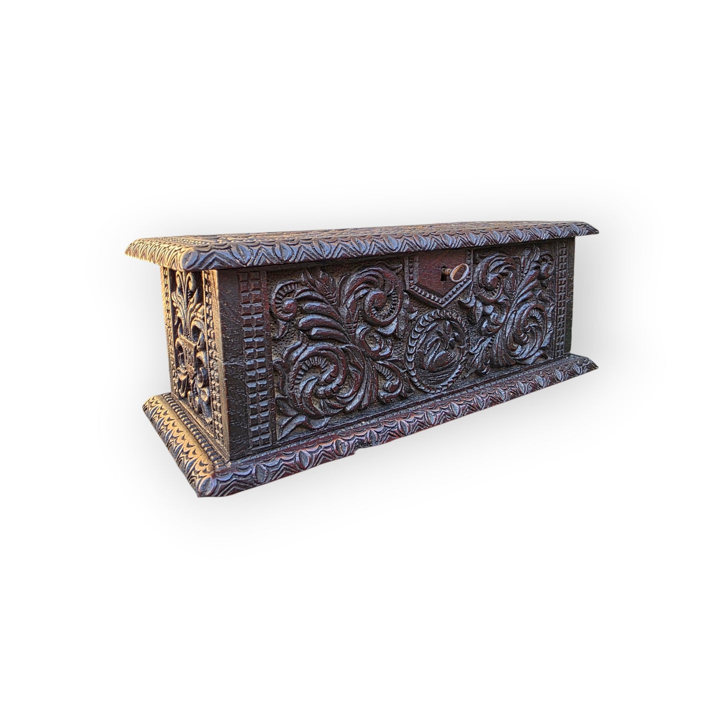 York Minster Interest - A Modestly Proportioned Mid-19th-Century English Antique Oak Carved Box Constructed from 14th-Century Timbers Salvaged From York Minster in 1868