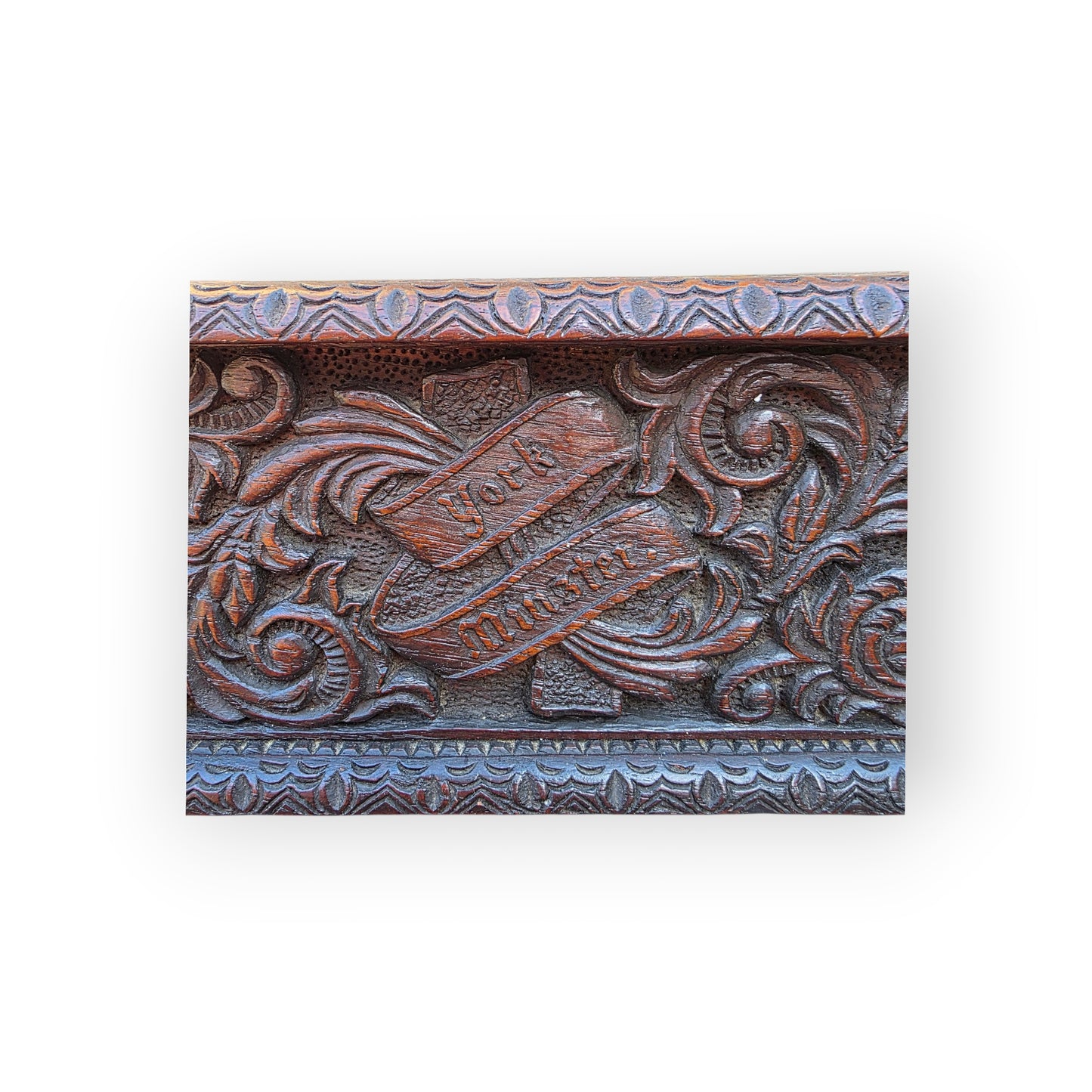 York Minster Interest - A Modestly Proportioned Mid-19th-Century English Antique Oak Carved Box Constructed from 14th-Century Timbers Salvaged From York Minster in 1868