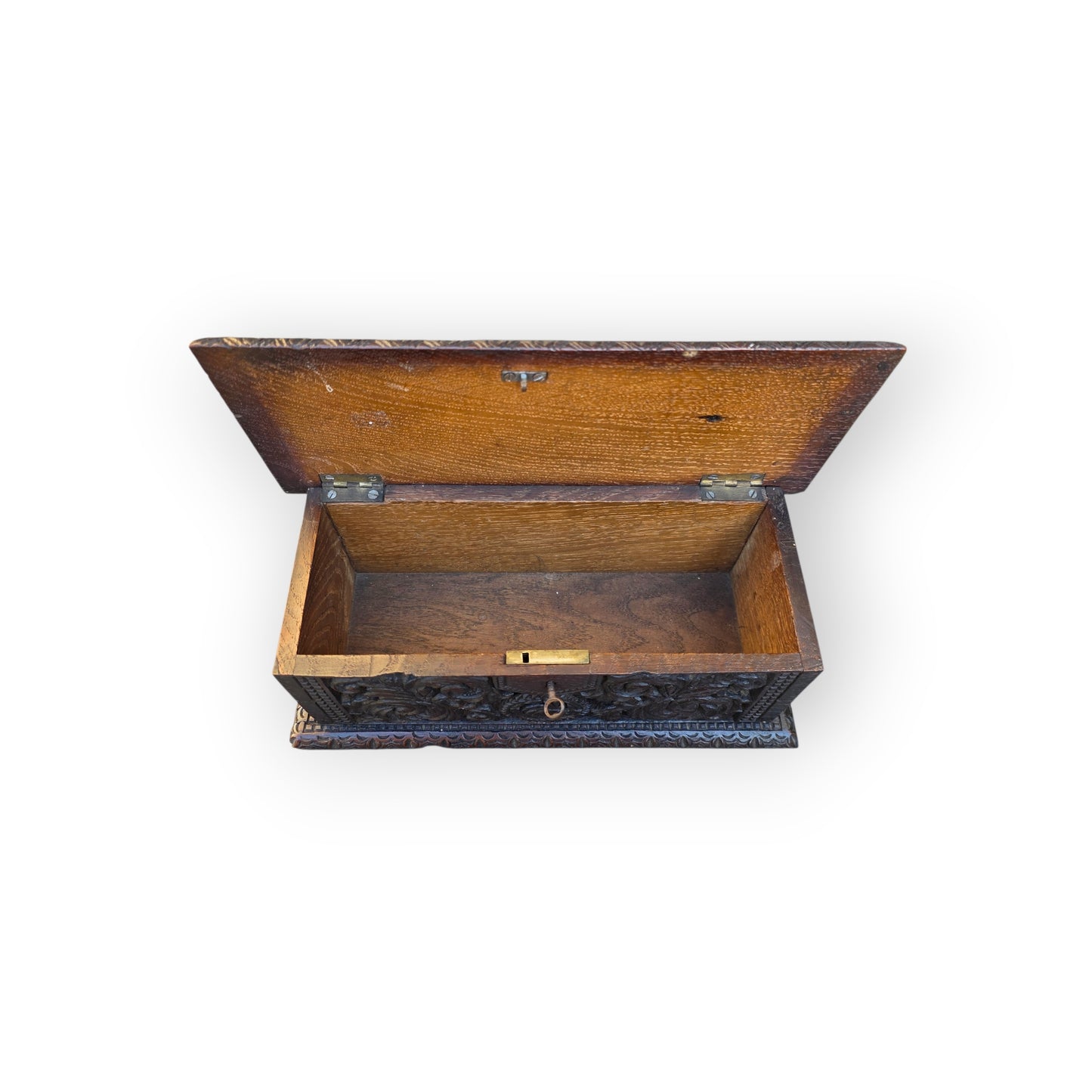 York Minster Interest - A Modestly Proportioned Mid-19th-Century English Antique Oak Carved Box Constructed from 14th-Century Timbers Salvaged From York Minster in 1868