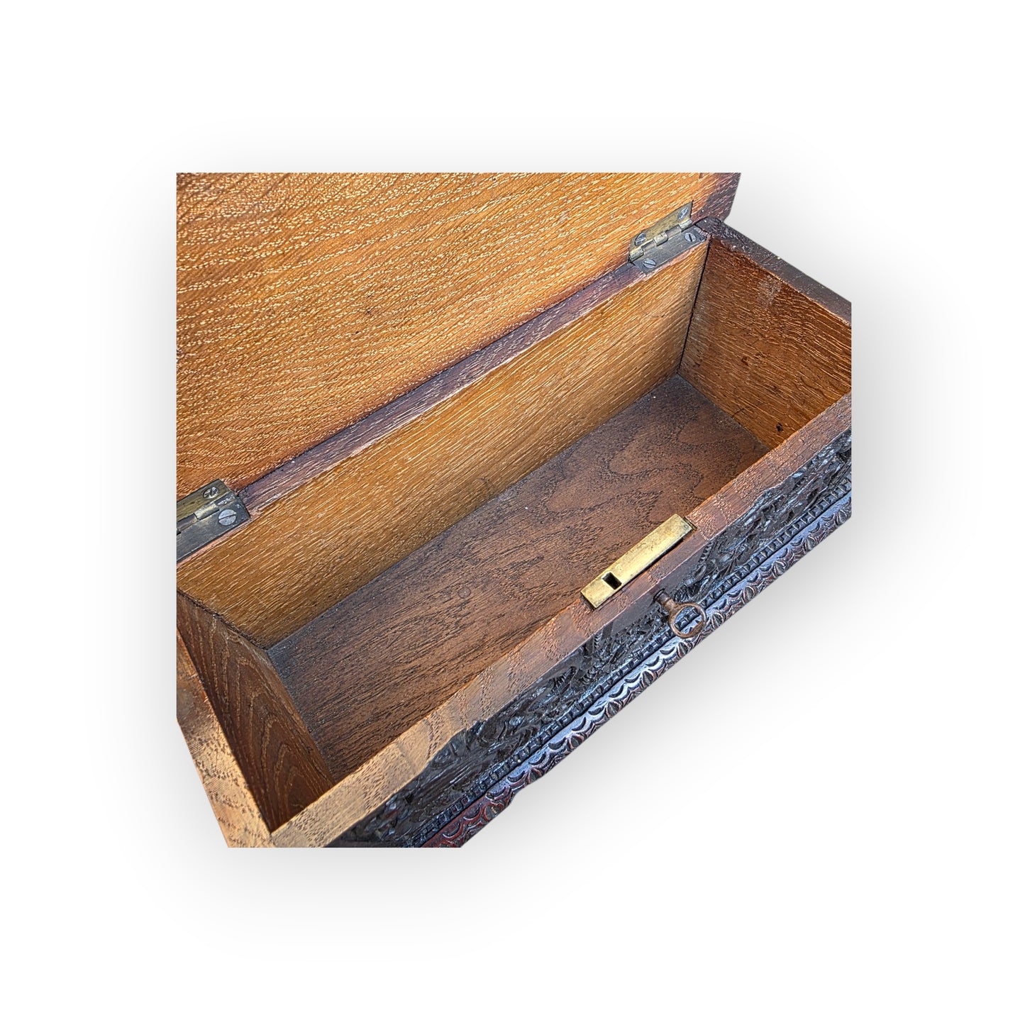 York Minster Interest - A Modestly Proportioned Mid-19th-Century English Antique Oak Carved Box Constructed from 14th-Century Timbers Salvaged From York Minster in 1868