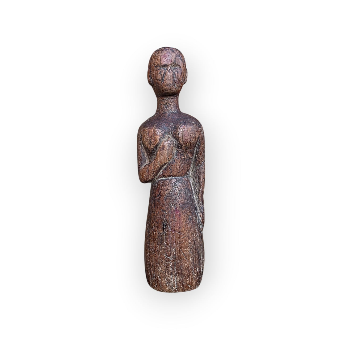 Primitive 17th-Century Antique Folk Art - A Carved Treen "Stump Baby" / Wooden Doll