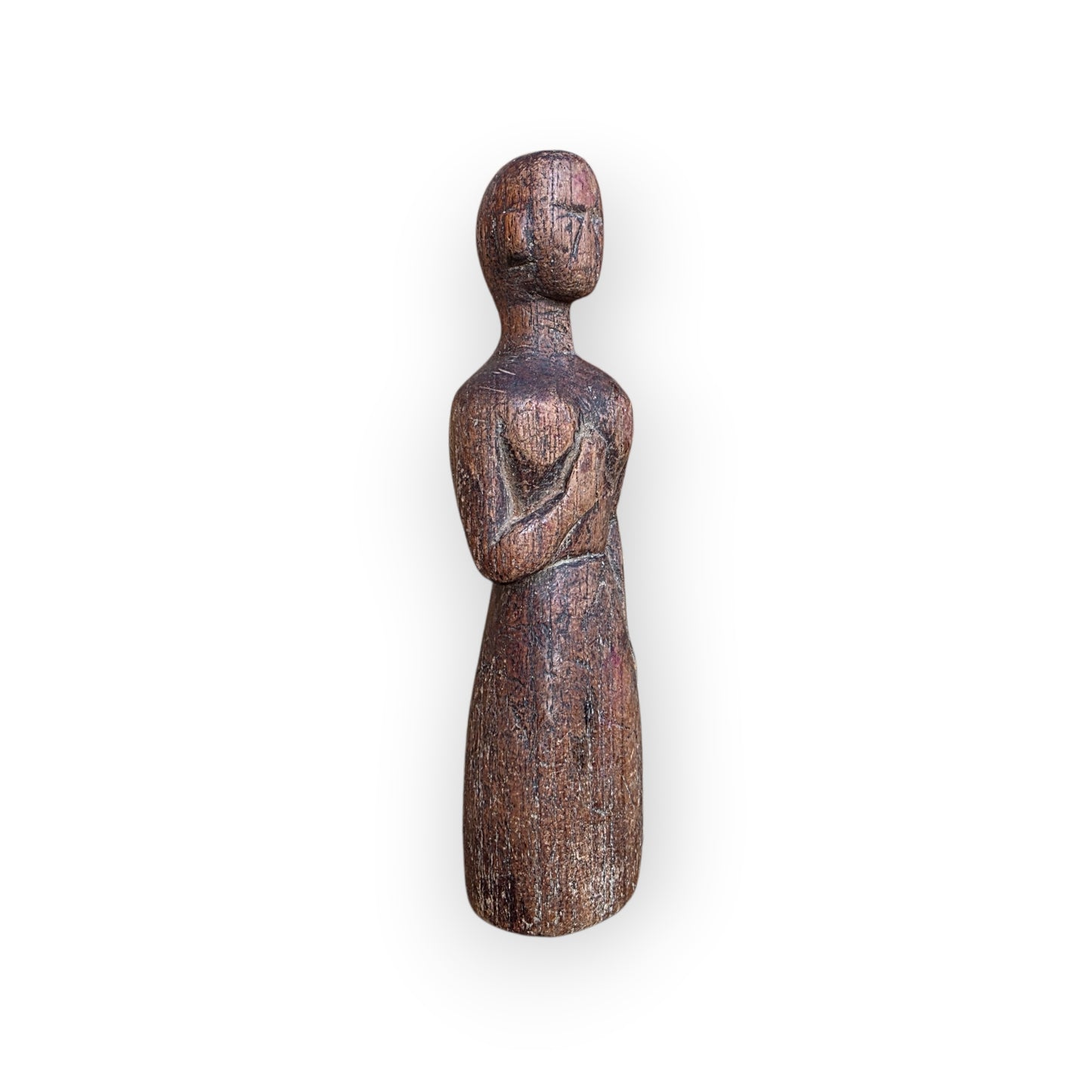 Primitive 17th-Century Antique Folk Art - A Carved Treen "Stump Baby" / Wooden Doll