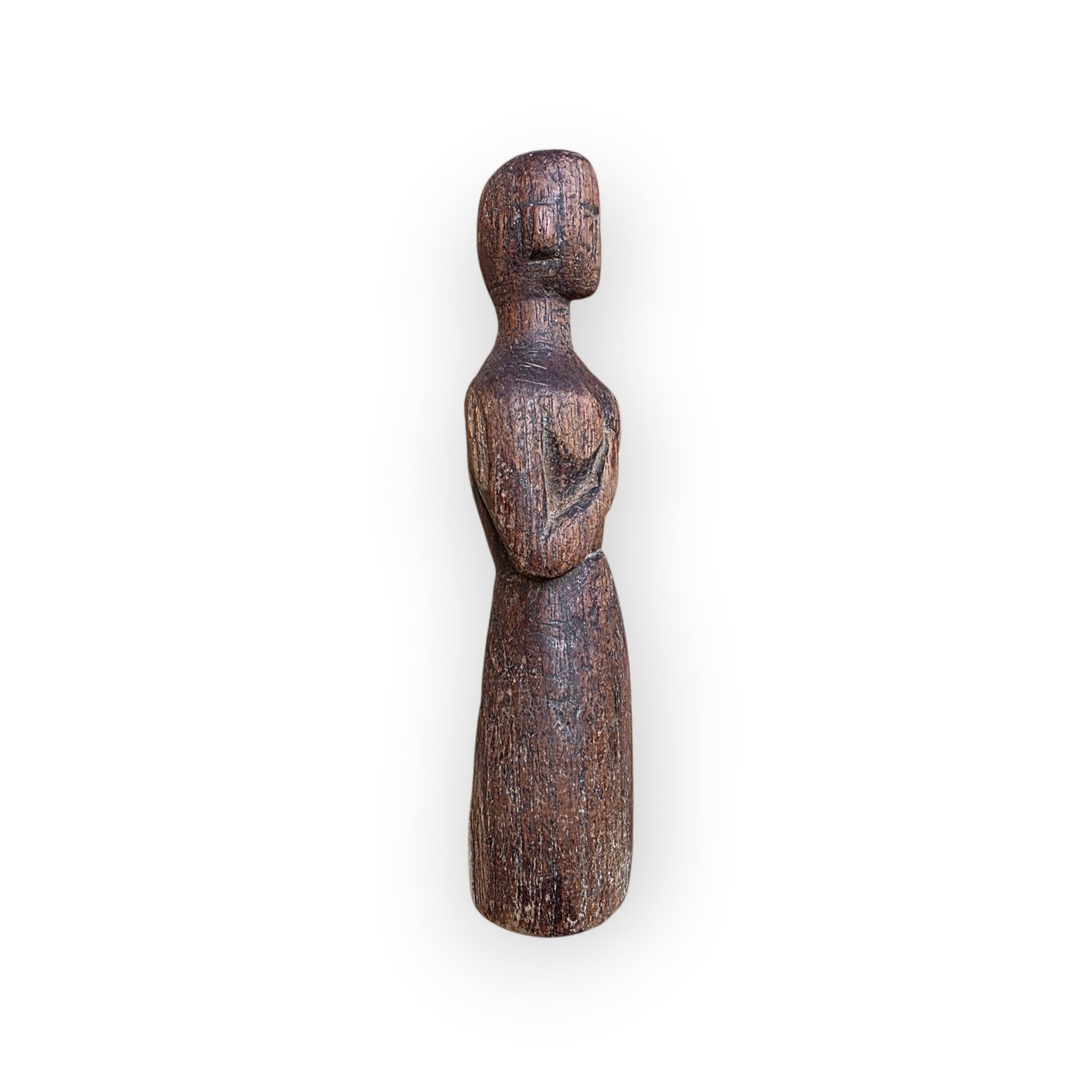 Primitive 17th-Century Antique Folk Art - A Carved Treen "Stump Baby" / Wooden Doll
