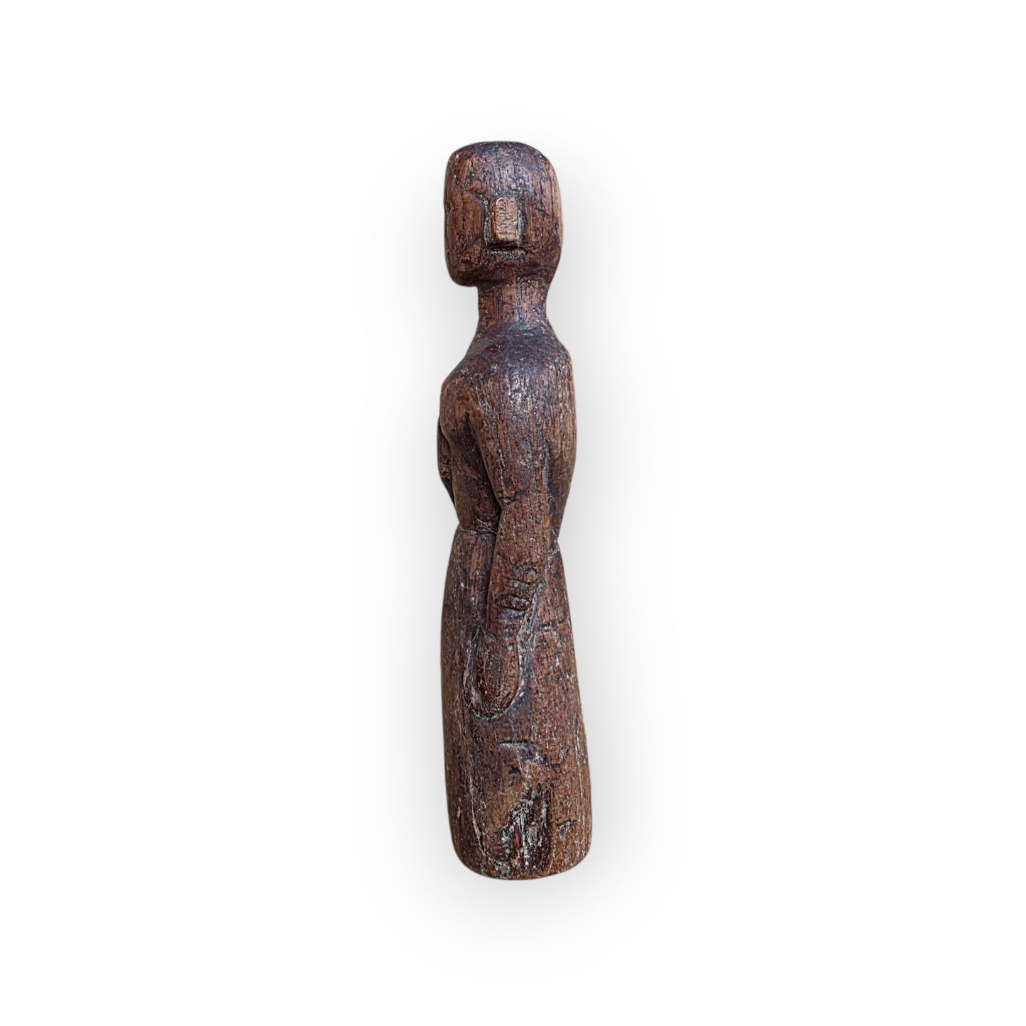 Primitive 17th-Century Antique Folk Art - A Carved Treen "Stump Baby" / Wooden Doll