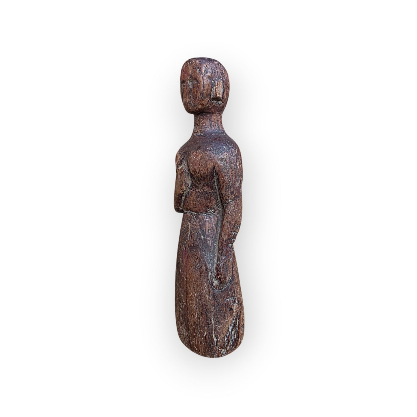 Primitive 17th-Century Antique Folk Art - A Carved Treen "Stump Baby" / Wooden Doll