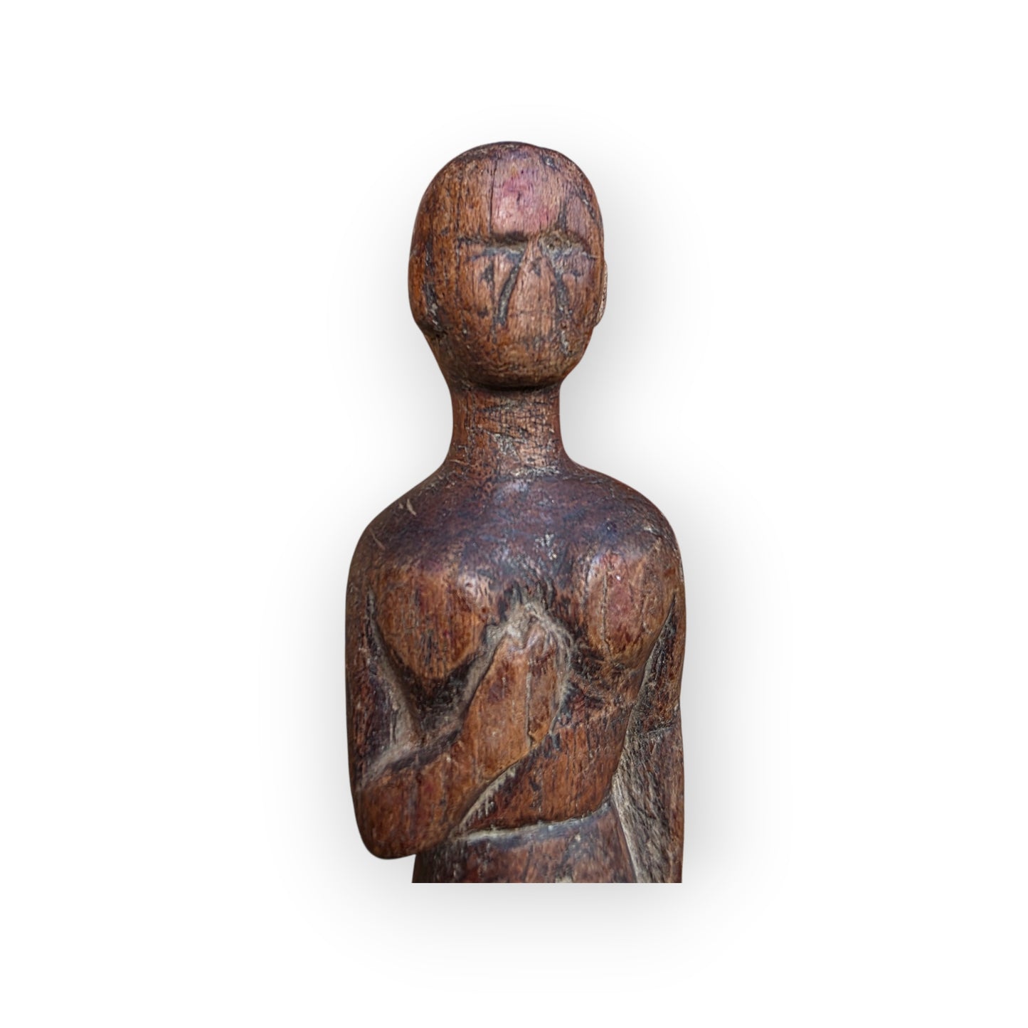 Primitive 17th-Century Antique Folk Art - A Carved Treen "Stump Baby" / Wooden Doll