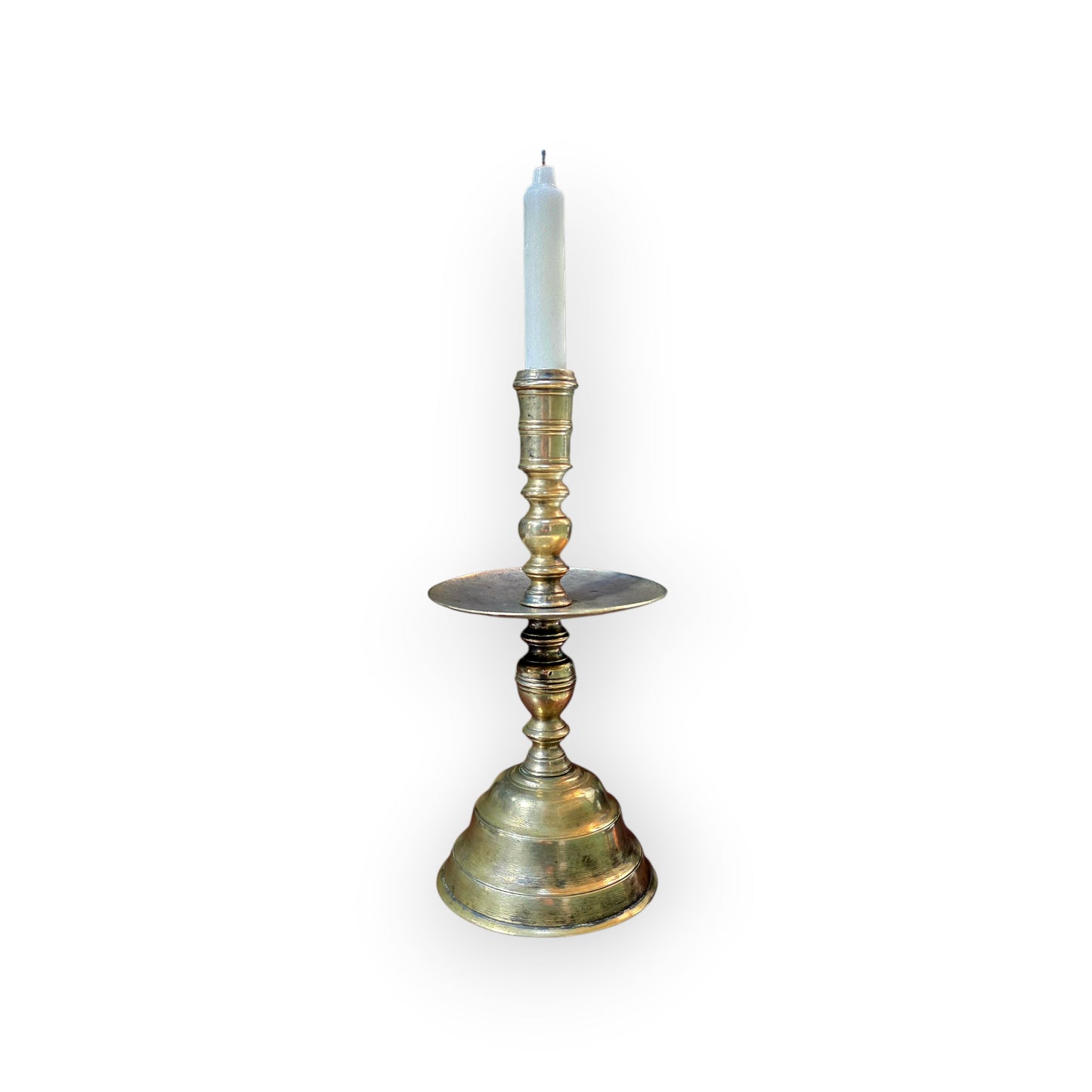 Large 18th-Century Dutch Antique Brass Heemskerk / Heemskirk Candlestick