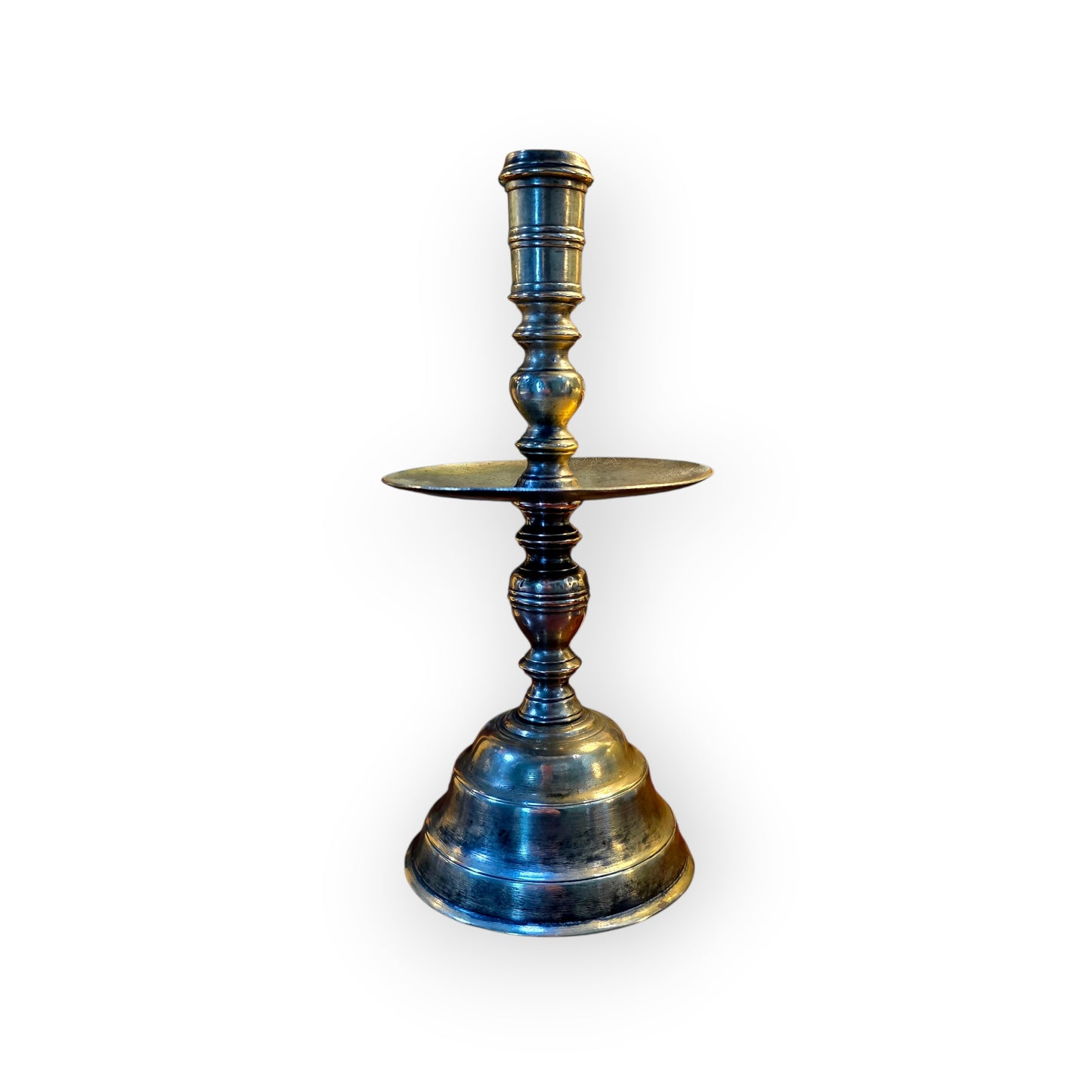 Large 18th-Century Dutch Antique Brass Heemskerk / Heemskirk Candlestick