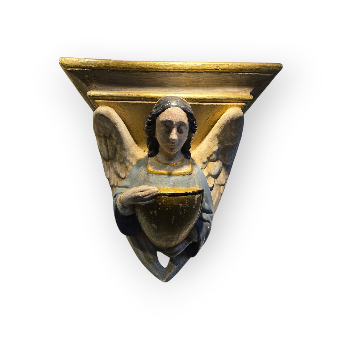 A Pair of Large 19th Century Antique Plaster Corbels Cast in the Form of Angels