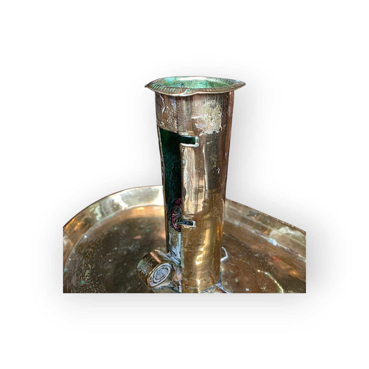 Late 18th-Century Antique Brass Rise-and-Fall Candlestick