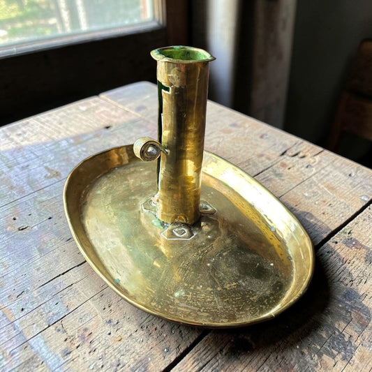 Late 18th-Century Antique Brass Rise-and-Fall Candlestick