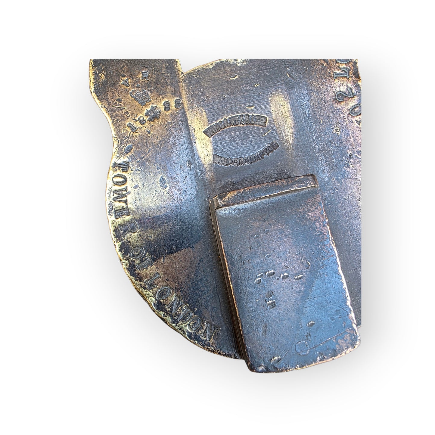 Tower of London Interest - A Large, Rare, 19th Century Antique Brass Padlock, Bearing the Impressed Mark "Tower of London", "Raven Pen No.2." & Crown Proof Mark