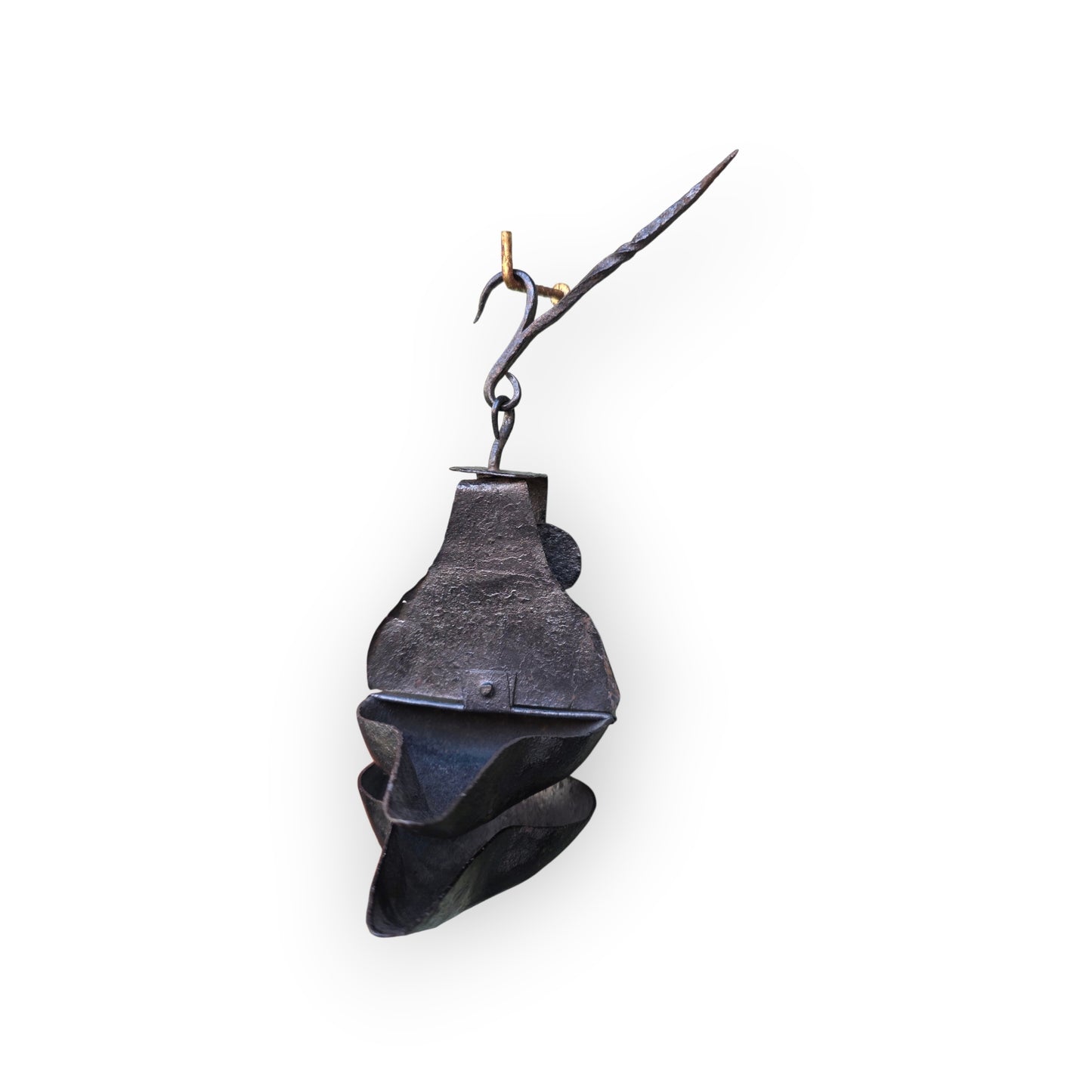 18th-Century Scottish Antique Double-Valve "Rams Head" Wrought Iron Cruisie Lamp & Halberd Hook 1 of 3