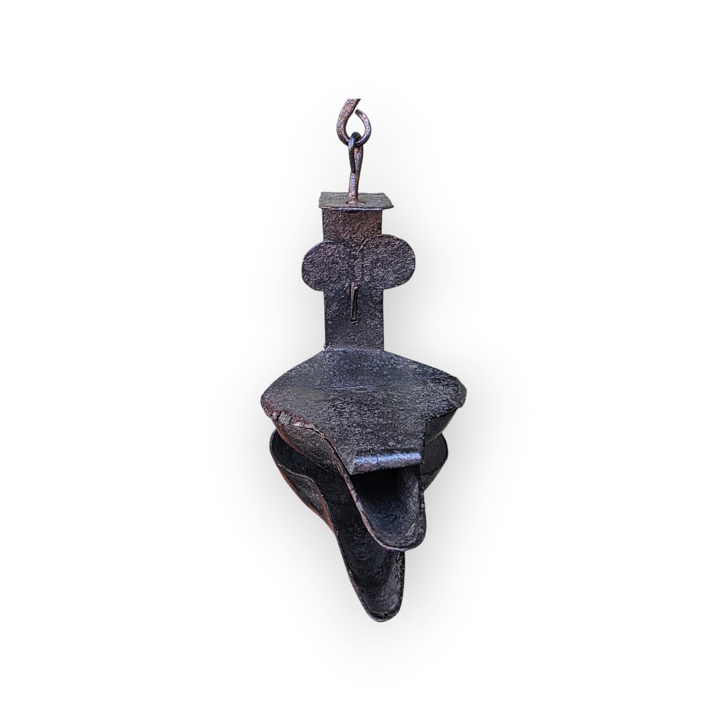 18th-Century Scottish Antique Double-Valve "Rams Head" Wrought Iron Cruisie Lamp & Halberd Hook 1 of 3
