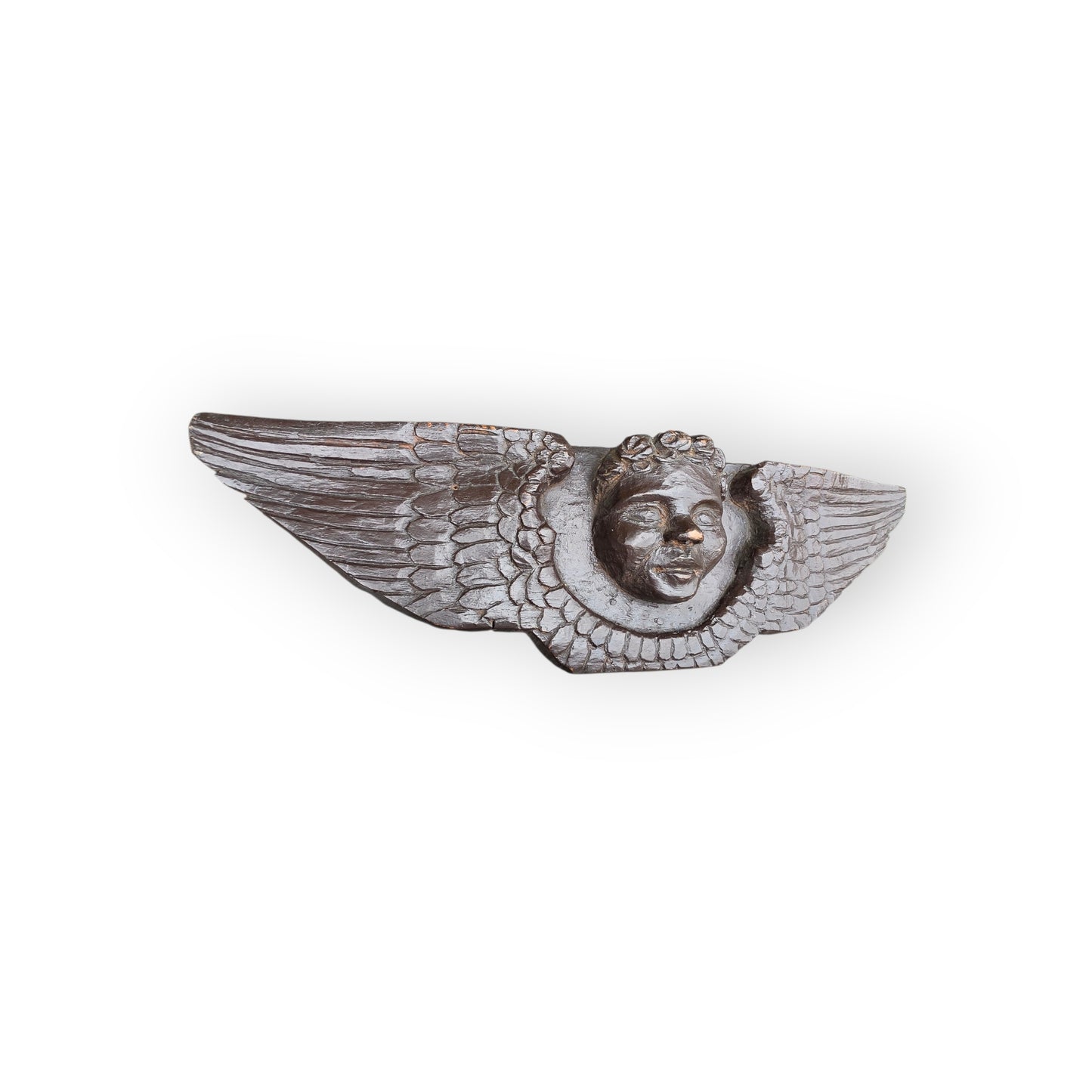 Late 16th‑Century Renaissance Antique Carved Walnut Angel with Outstretched Wings