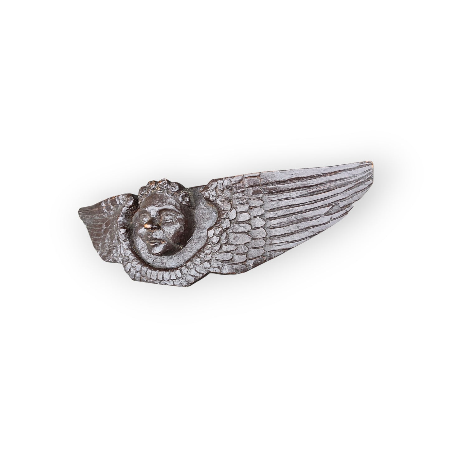 Late 16th‑Century Renaissance Antique Carved Walnut Angel with Outstretched Wings