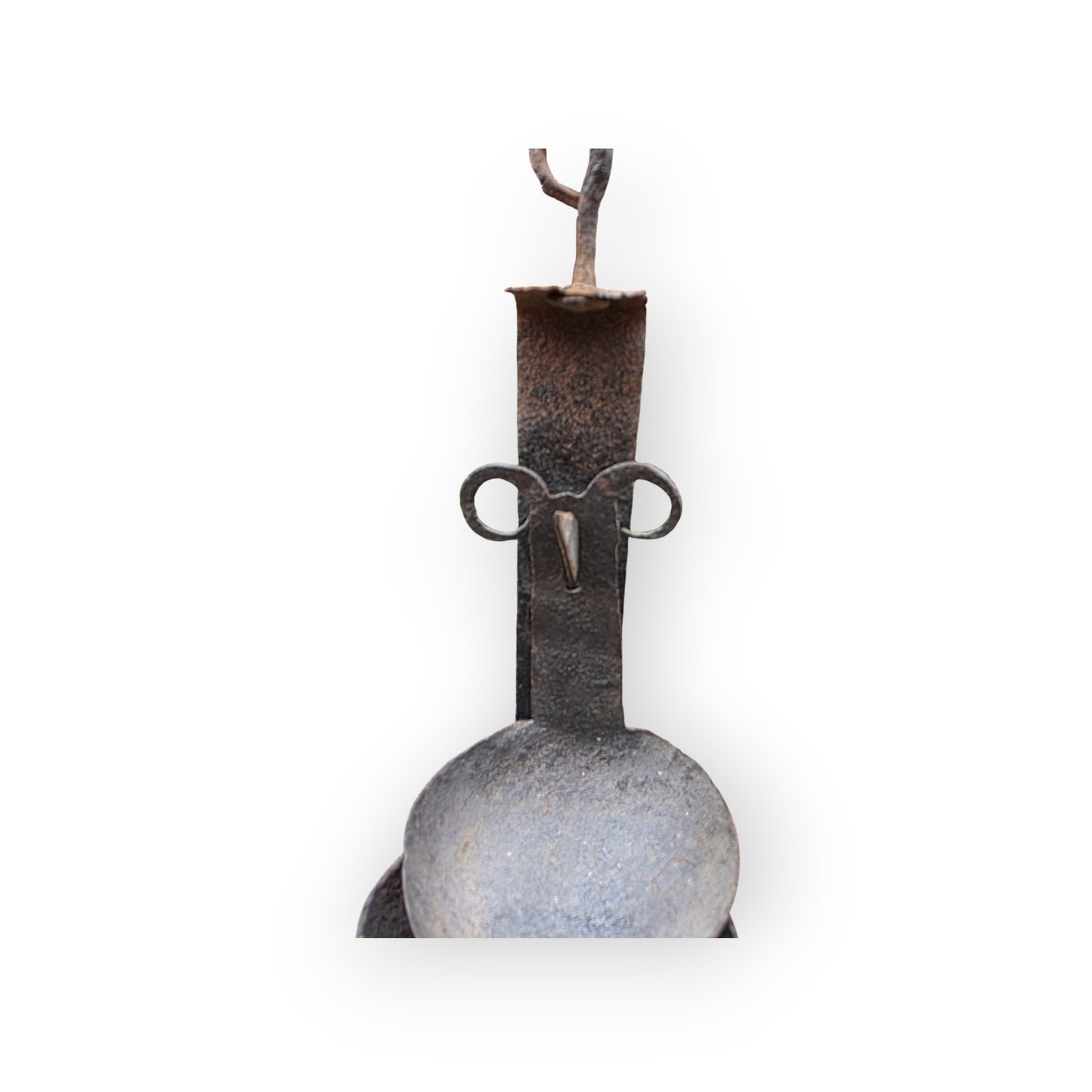 18th-Century Scottish Antique Double-Valve "Rams Head" Wrought Iron Cruisie Lamp & Halberd Hook 2 of 3