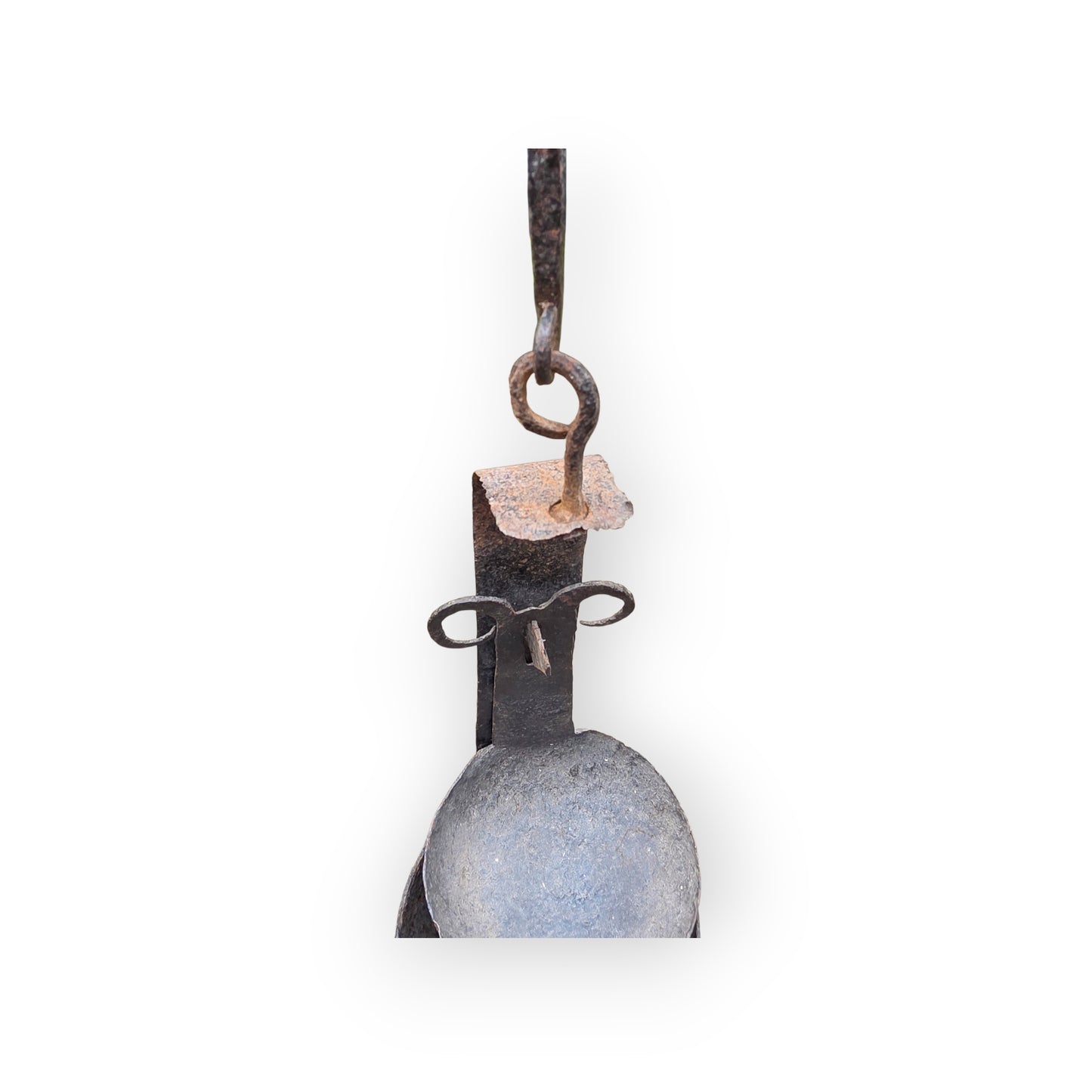 18th-Century Scottish Antique Double-Valve "Rams Head" Wrought Iron Cruisie Lamp & Halberd Hook 2 of 3