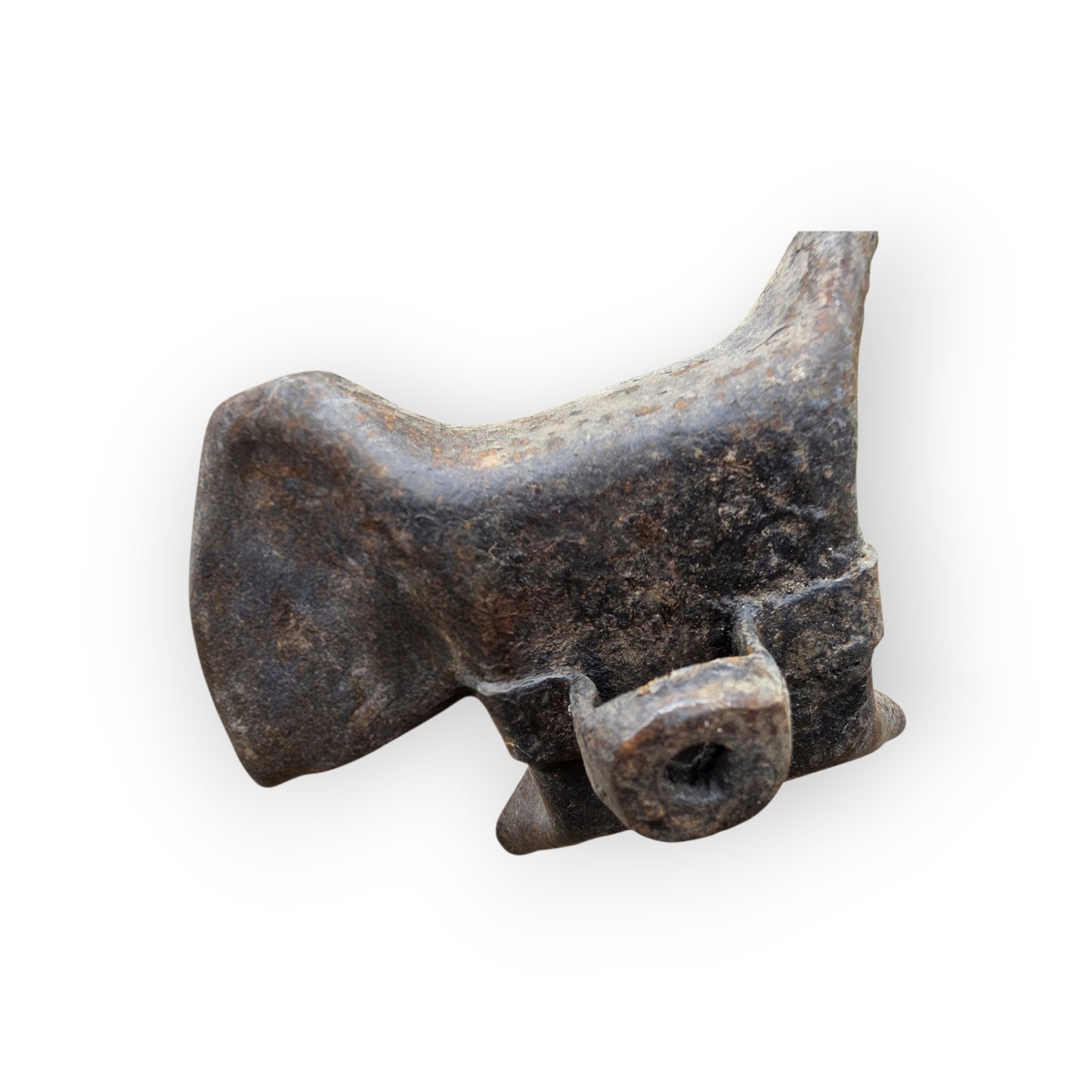 17th-Century / 18th-Century Four-Spout Antique Iron Grease Lamp with Twisted Trammel Chain and Hanging Hook, circa 1650-1750