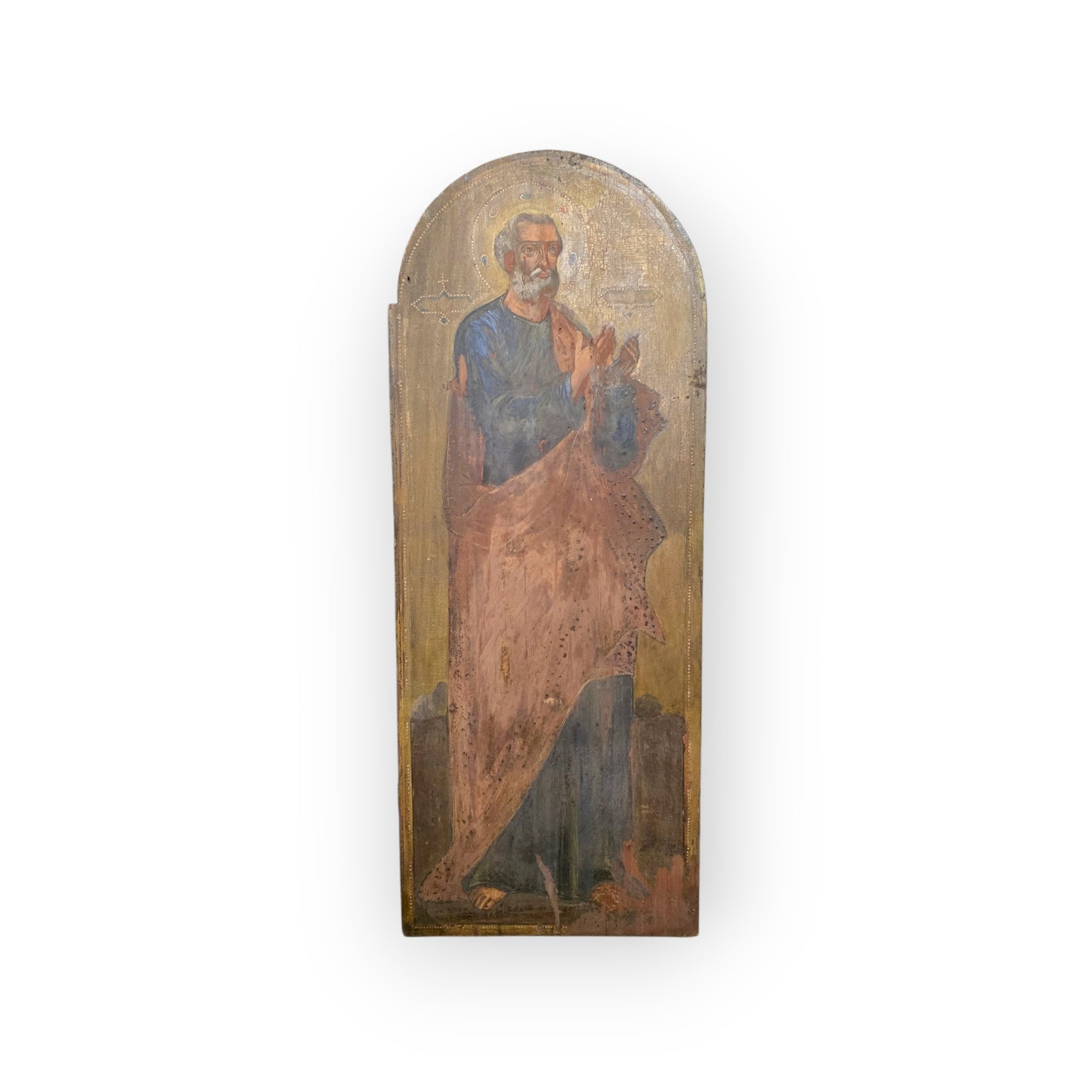 Large 18th‑Century Antique Painted Icon of Saint Peter, The First Apostle, Eastern Orthodox, circa 1750–1800