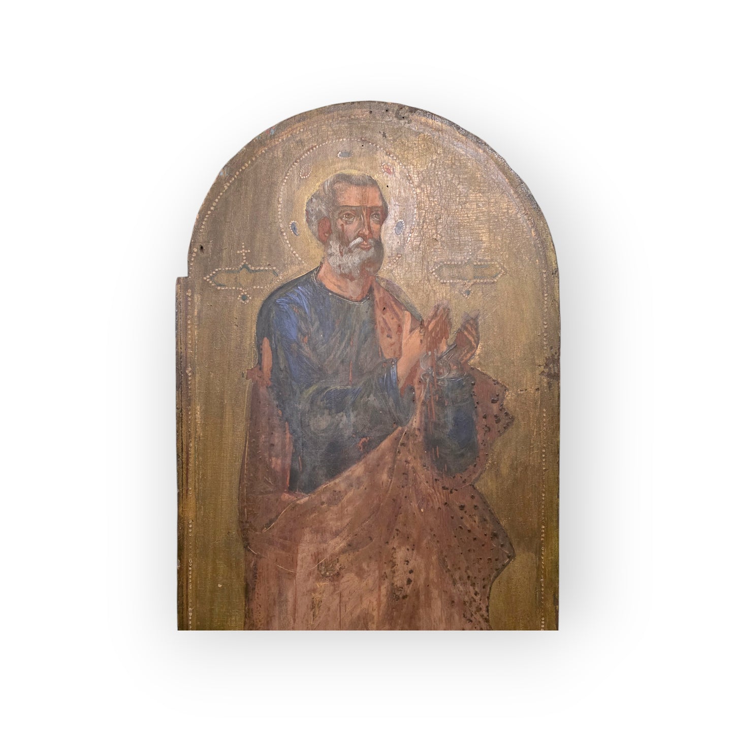 Large 18th‑Century Antique Painted Icon of Saint Peter, The First Apostle, Eastern Orthodox, circa 1750–1800