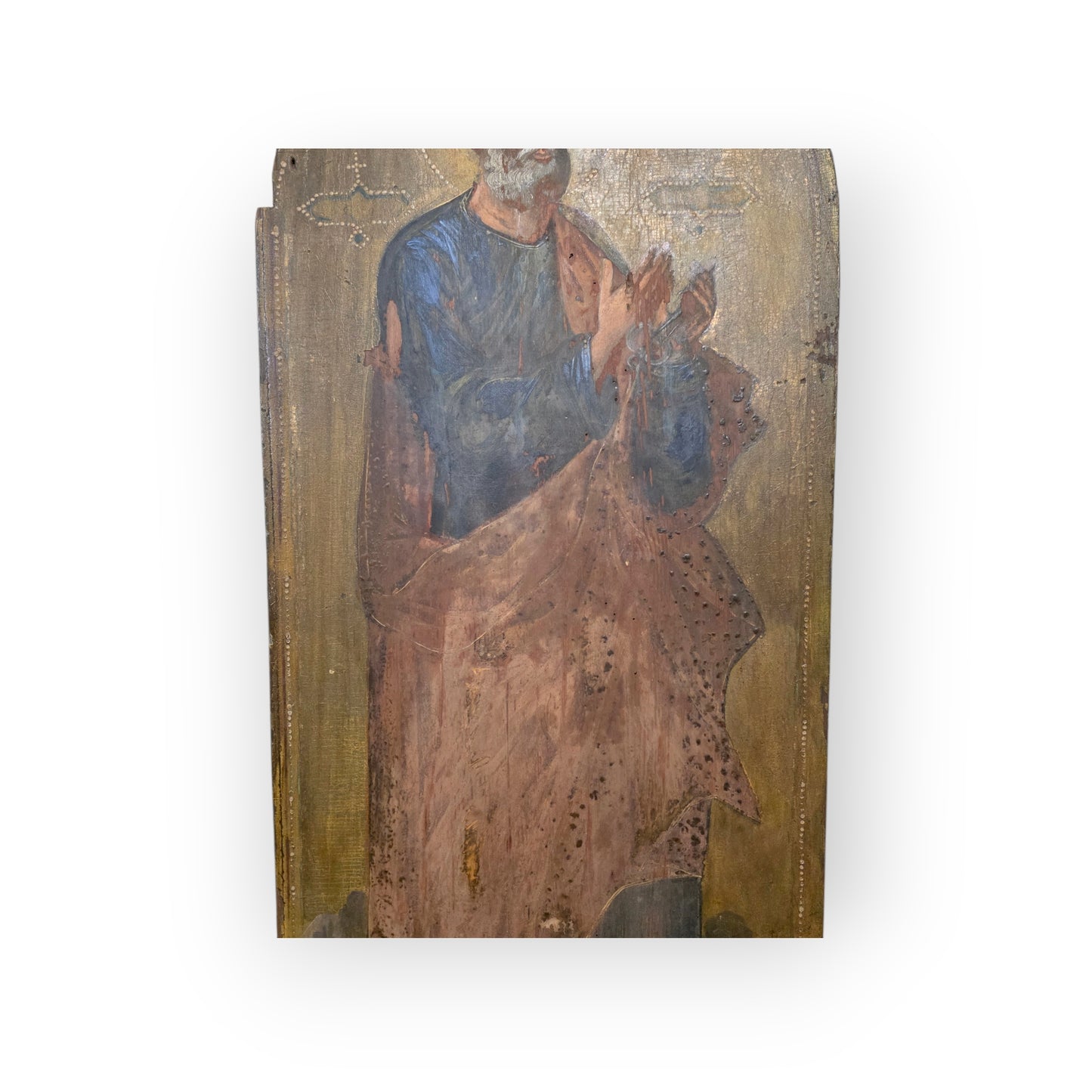 Large 18th‑Century Antique Painted Icon of Saint Peter, The First Apostle, Eastern Orthodox, circa 1750–1800
