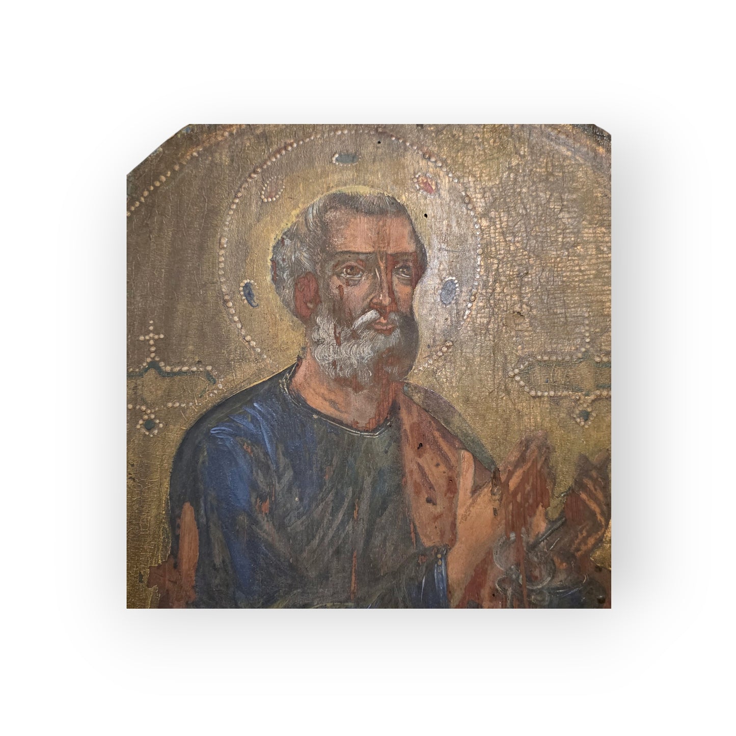 Large 18th‑Century Antique Painted Icon of Saint Peter, The First Apostle, Eastern Orthodox, circa 1750–1800