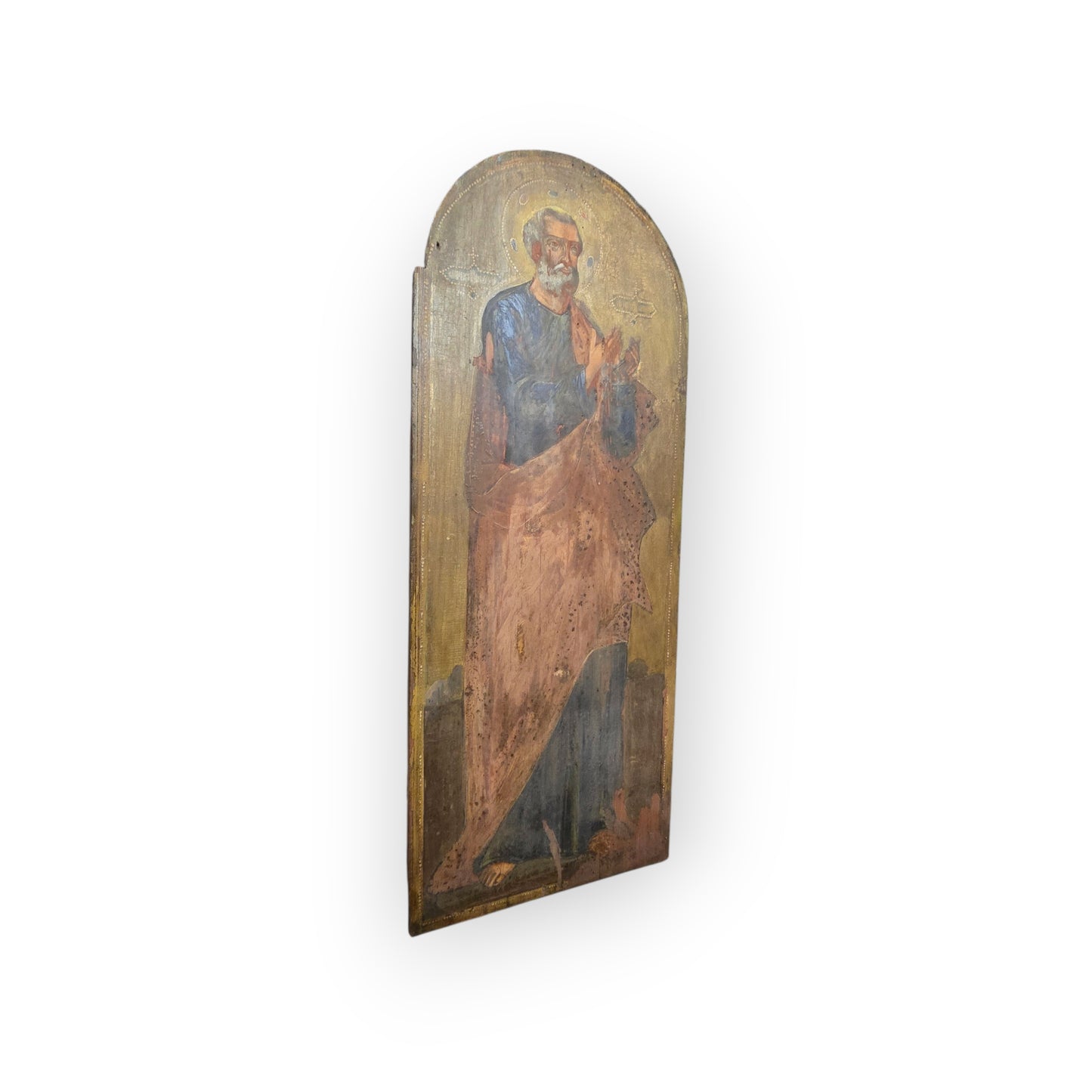 Large 18th‑Century Antique Painted Icon of Saint Peter, The First Apostle, Eastern Orthodox, circa 1750–1800