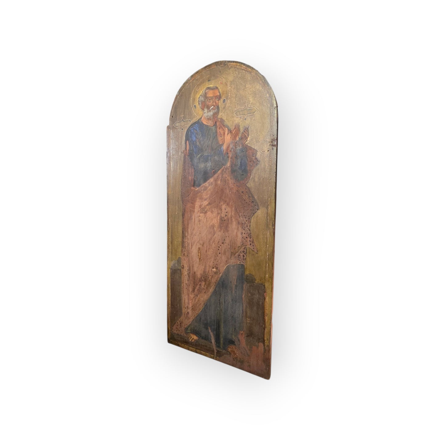 Large 18th‑Century Antique Painted Icon of Saint Peter, The First Apostle, Eastern Orthodox, circa 1750–1800