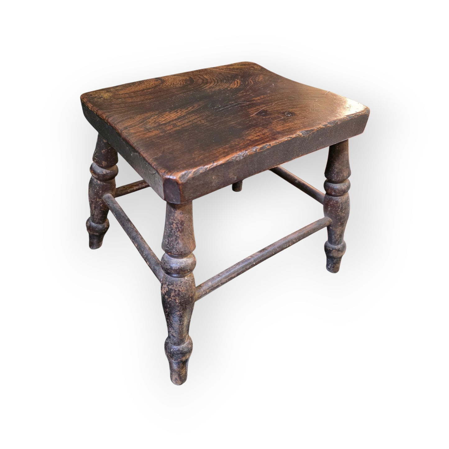 Mid 19th-Century English Antque Elm & Ash Stool