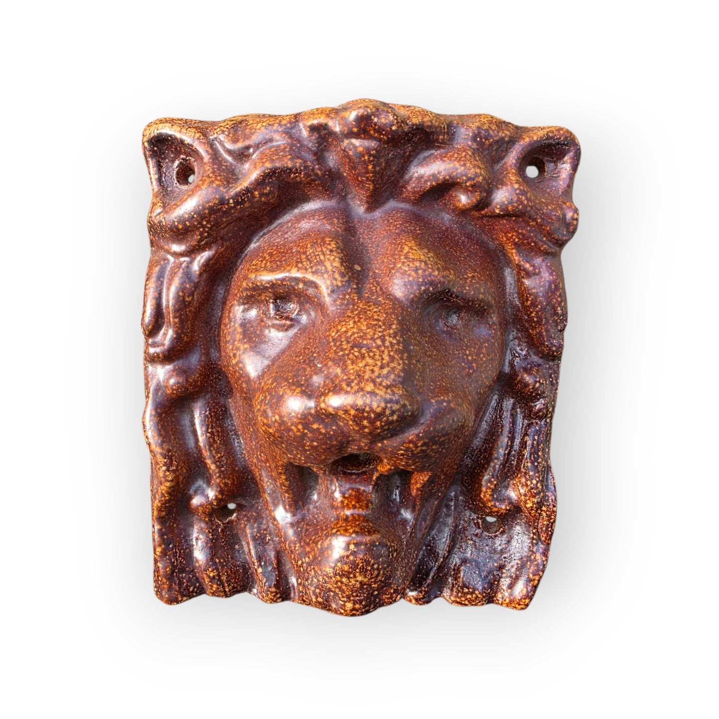 19th-Century English Antique Salt-Glazed Stoneware Lion's Head Fountain Mask, circa 1820-1880