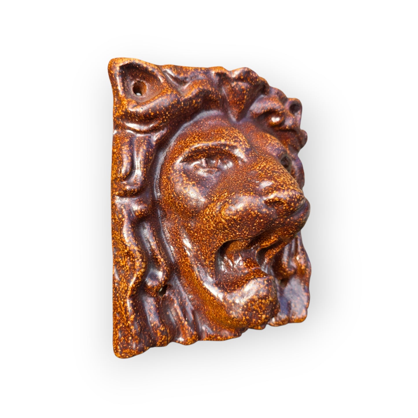 19th-Century English Antique Salt-Glazed Stoneware Lion's Head Fountain Mask, circa 1820-1880