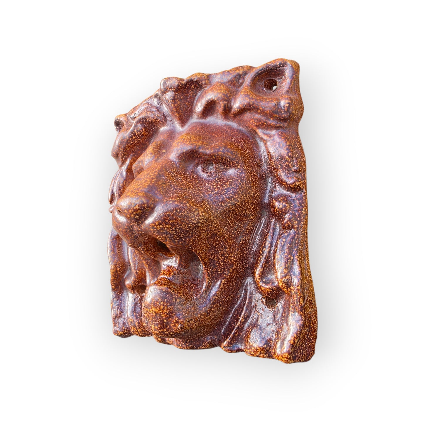 19th-Century English Antique Salt-Glazed Stoneware Lion's Head Fountain Mask, circa 1820-1880