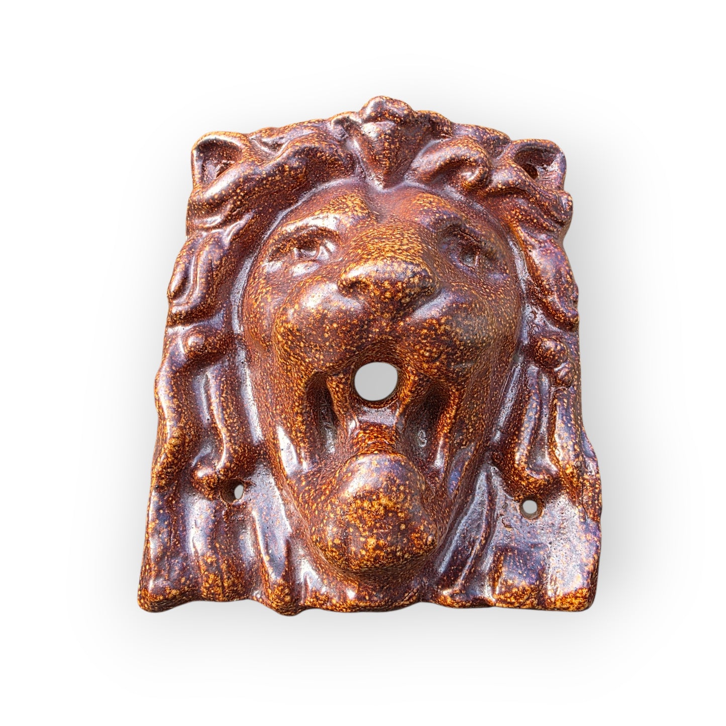 19th-Century English Antique Salt-Glazed Stoneware Lion's Head Fountain Mask, circa 1820-1880