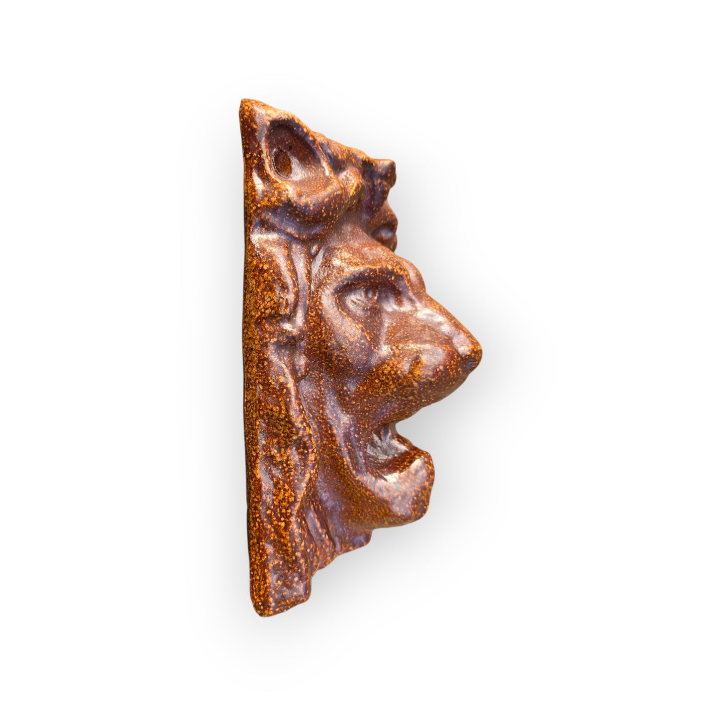 19th-Century English Antique Salt-Glazed Stoneware Lion's Head Fountain Mask, circa 1820-1880