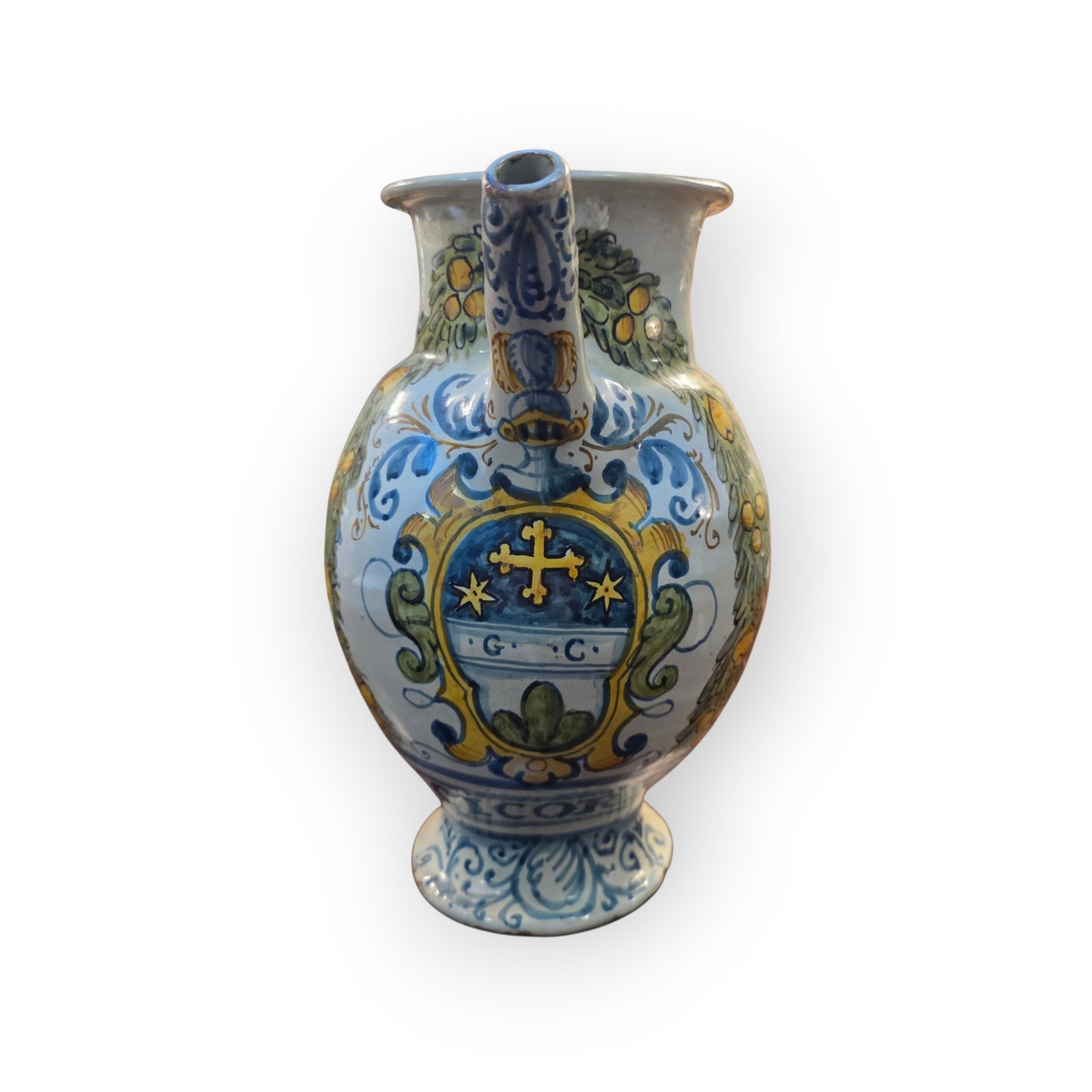 Italian Maiolica Pharmacy Syrup Jug / Jar — "Siroppo di Cicoria" Central Italy (Deruta / Montelupo / Faenza), c.1650–1720