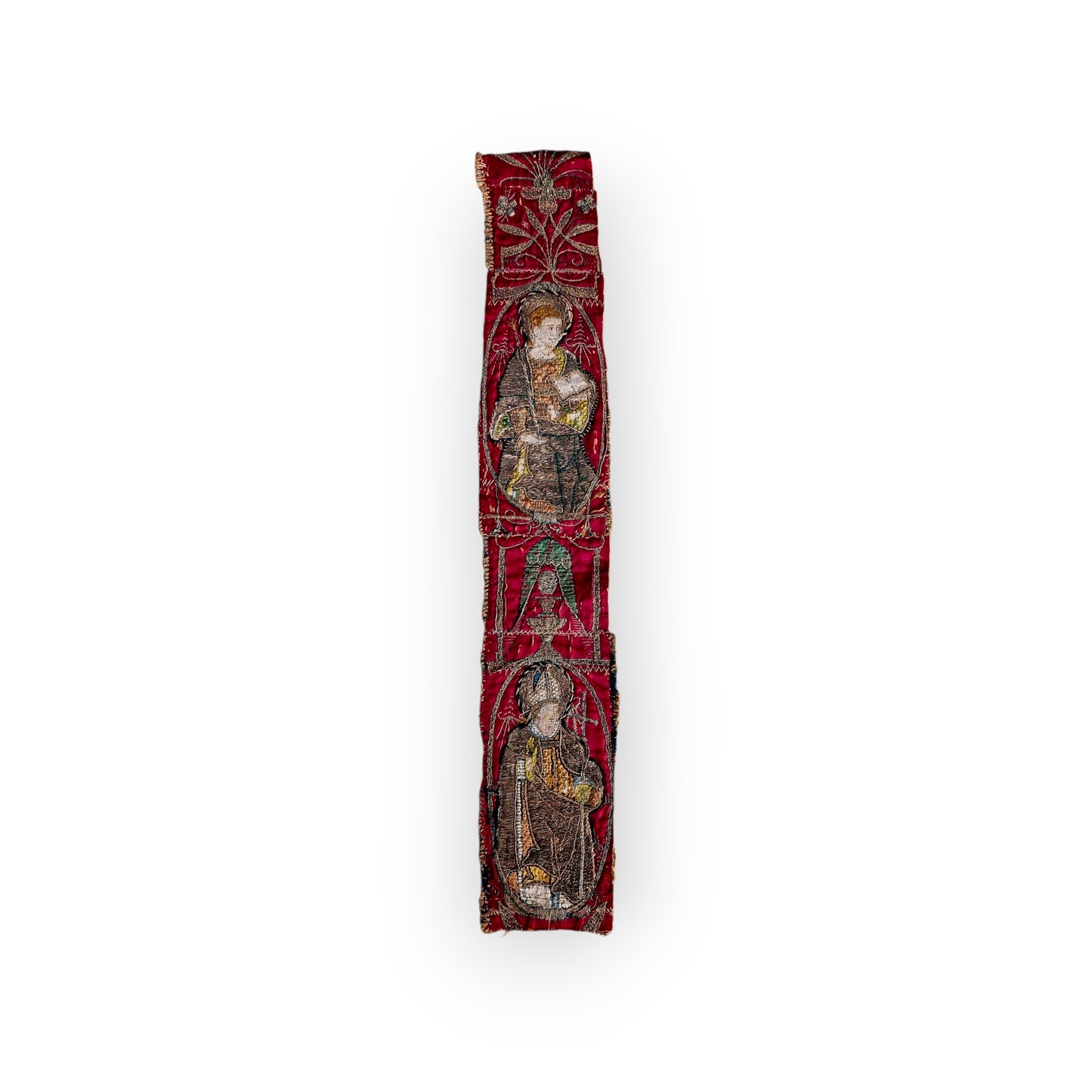 Late 16th-Century / Early 17th-Century English Antique Embroidery Fragment — Orphrey Band