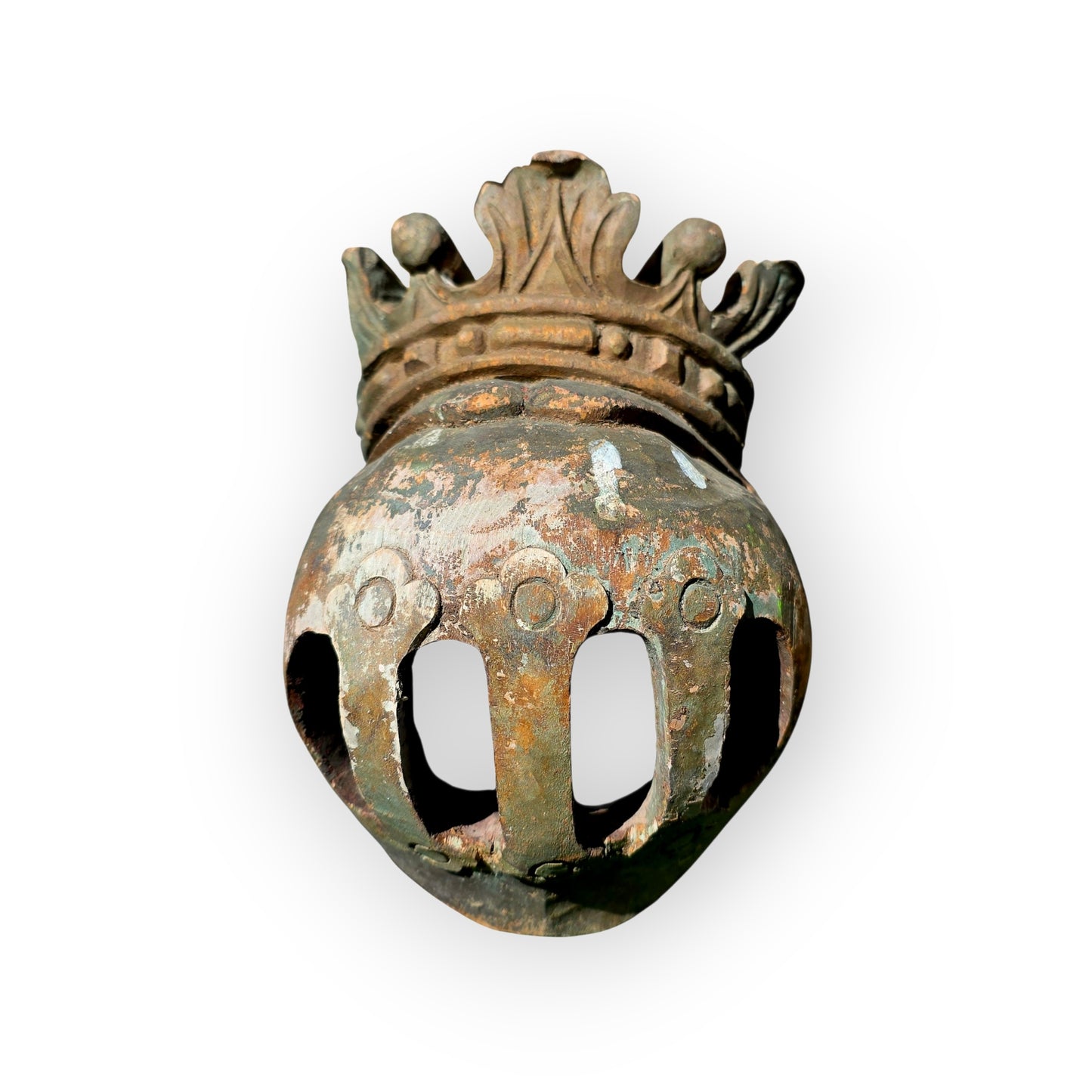Set of Three Large 17th–18th Century Antique Carved Limewood Heraldic Helms with Coronets