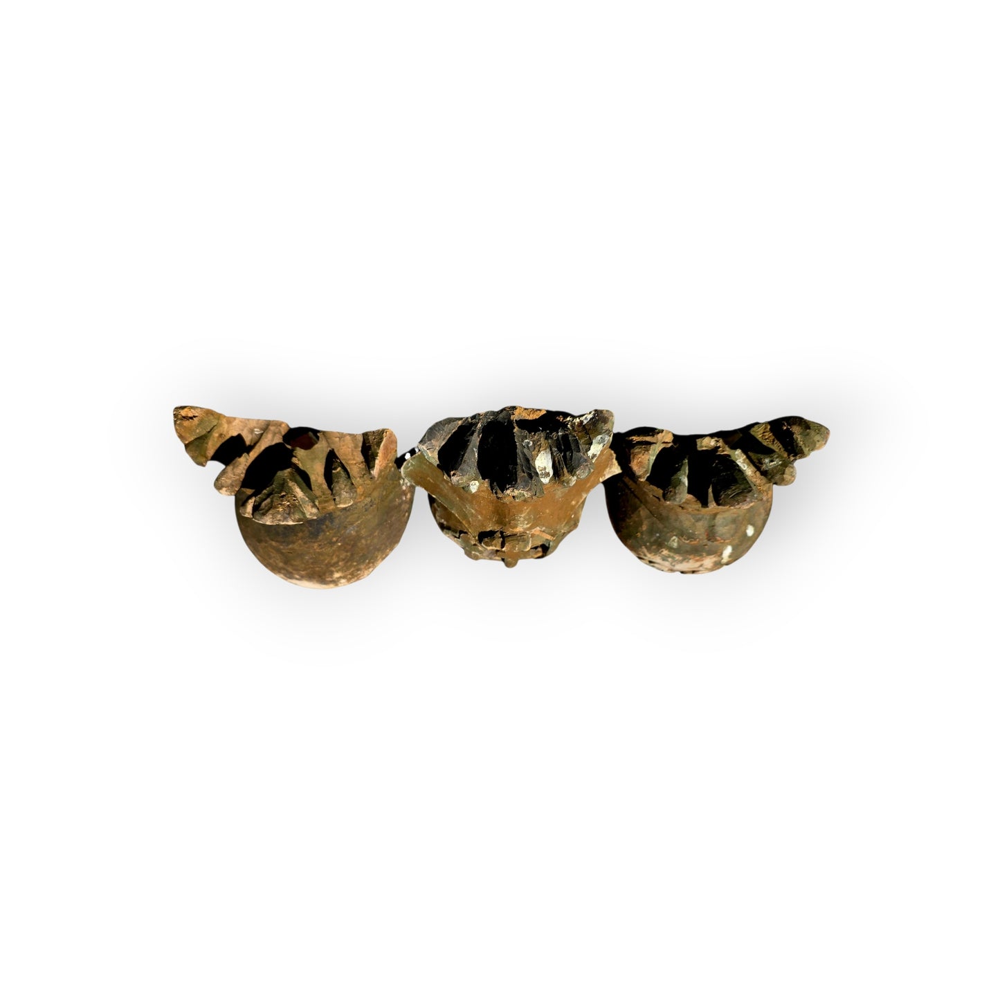 Set of Three Large 17th–18th Century Antique Carved Limewood Heraldic Helms with Coronets