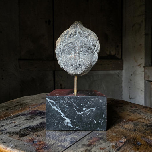 Romano-British Antique Carved Stone Votive Head, 1st–4th Century AD