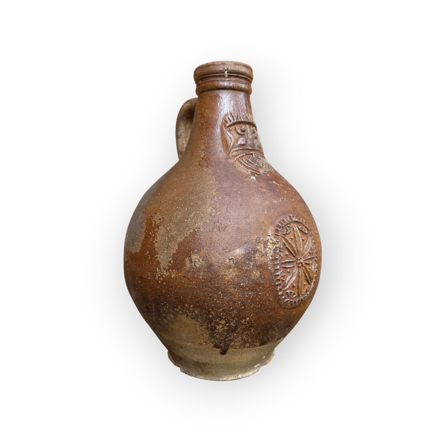 Large 17thC German Antique Bellarmine Jug, Frechen, c.1650–1670 — With Apotropaic Witch Mark