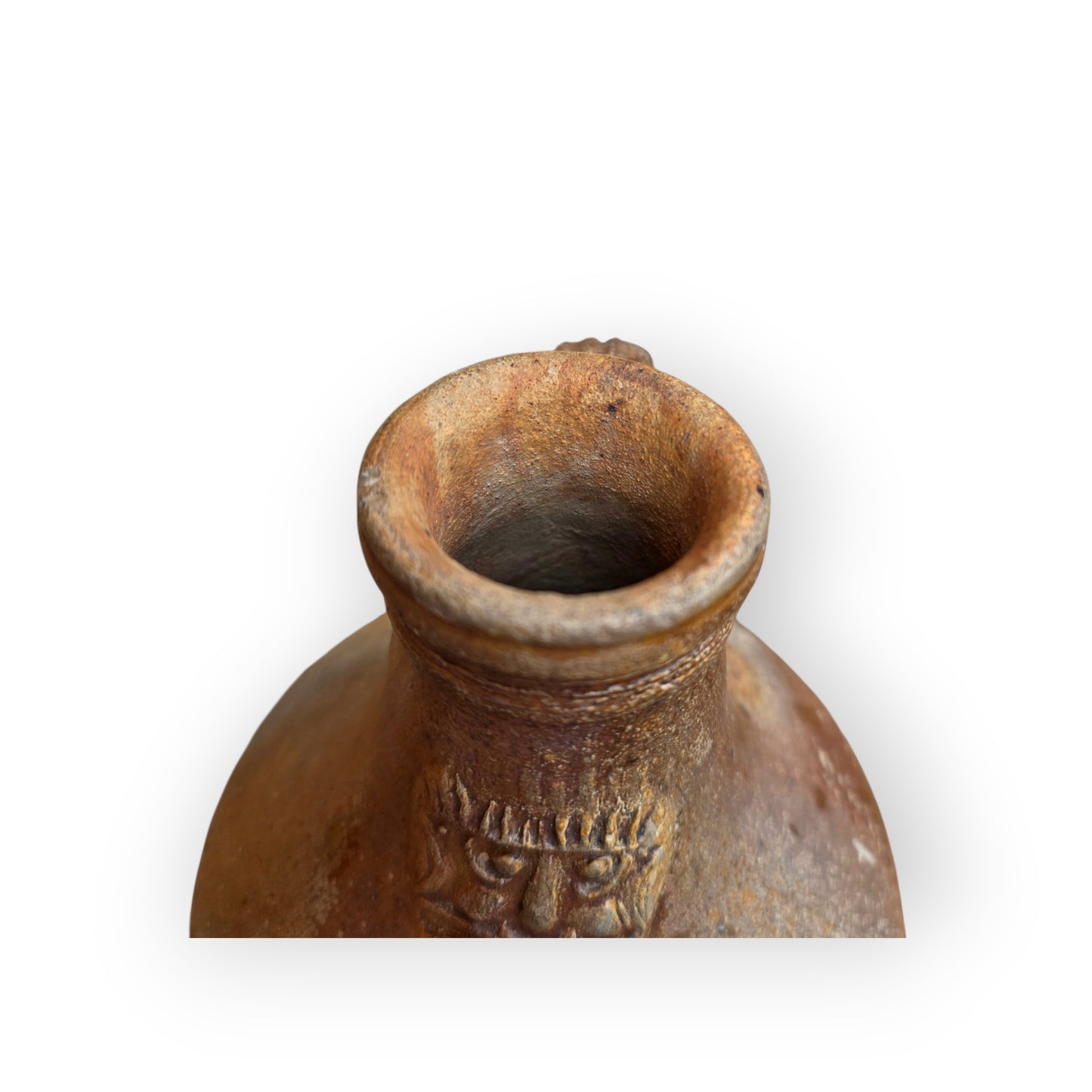 Large 17thC German Antique Bellarmine Jug, Frechen, c.1650–1670 — With Apotropaic Witch Mark