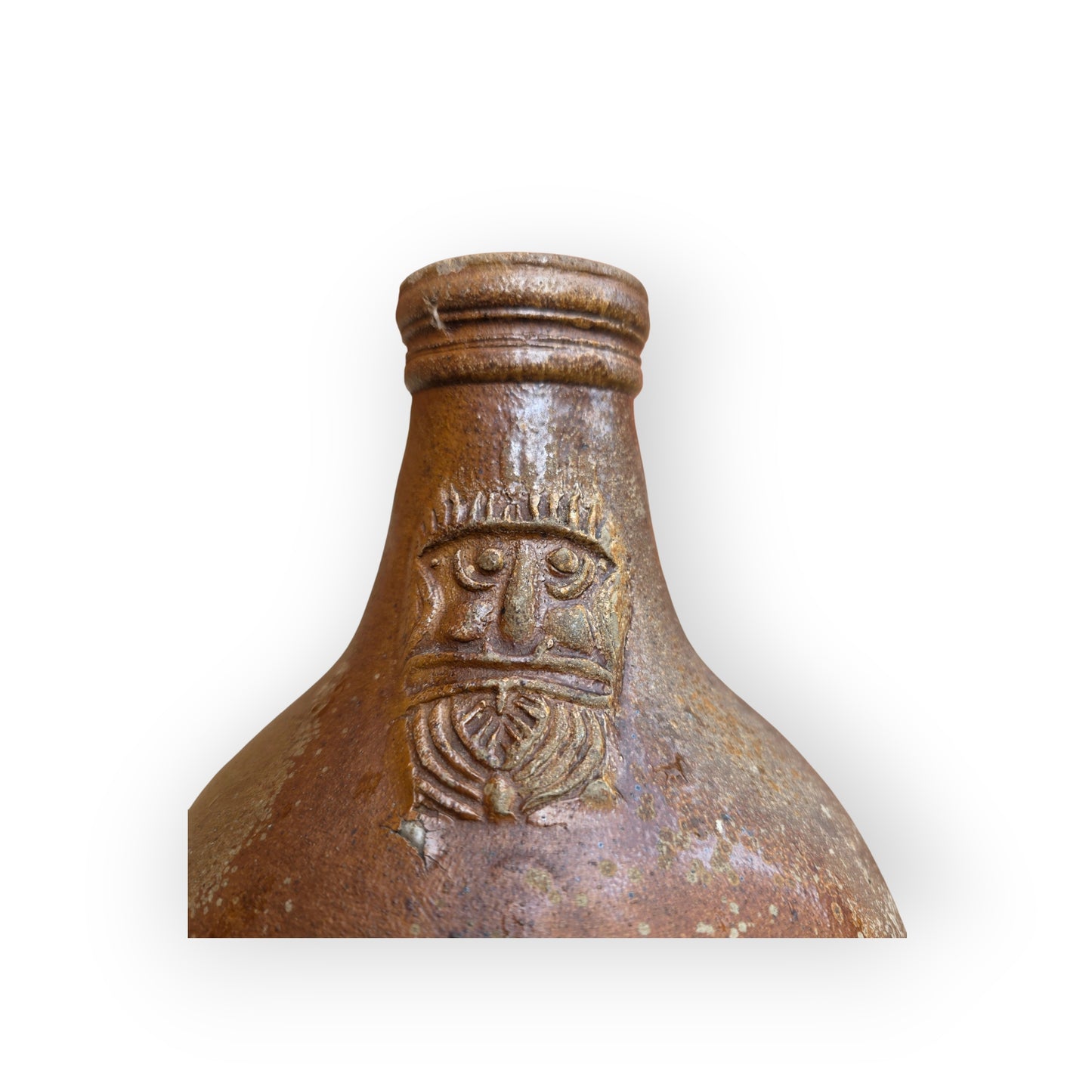 Large 17thC German Antique Bellarmine Jug, Frechen, c.1650–1670 — With Apotropaic Witch Mark