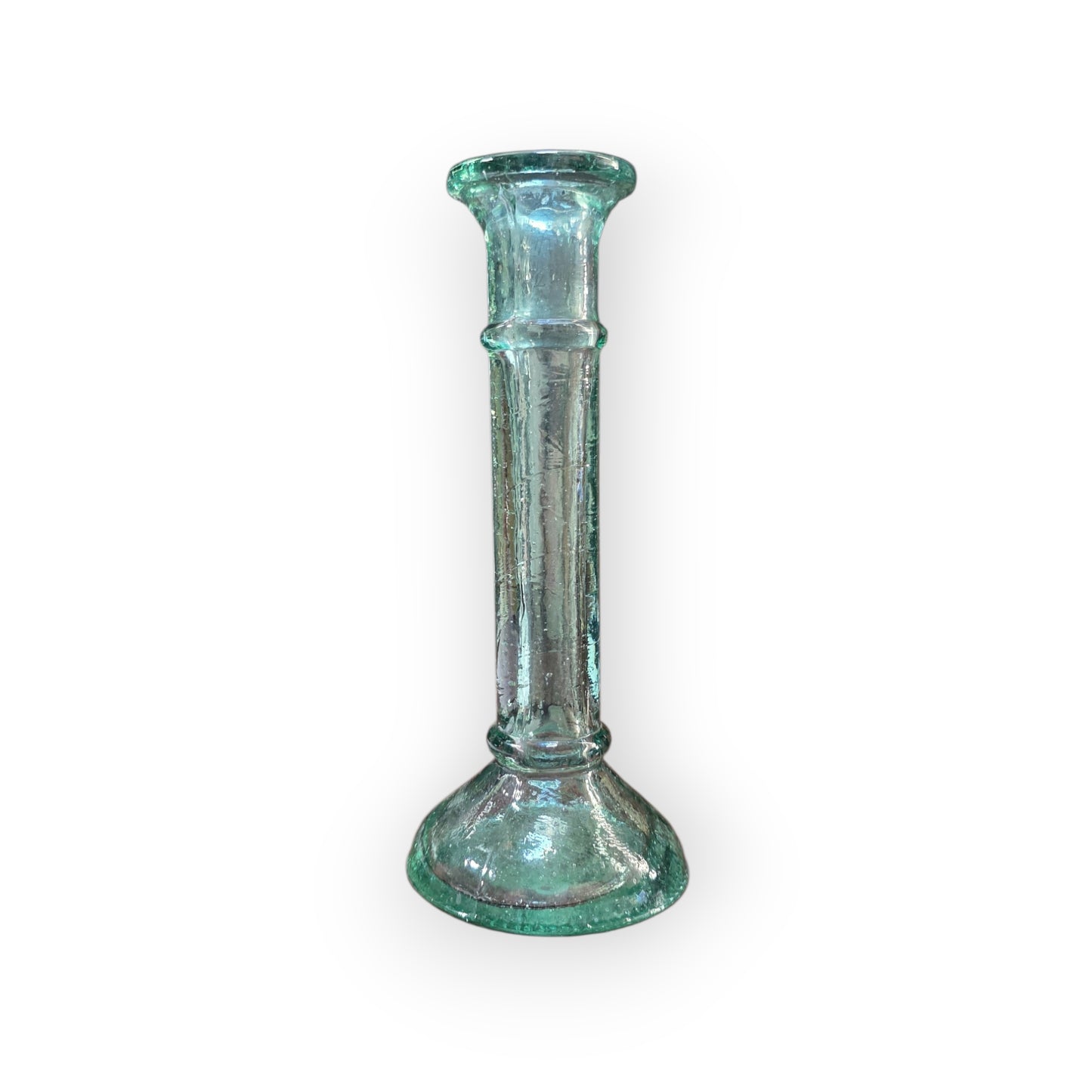 19th-Century English Antique Green-Pressed Glass Candlestick, circa 1860