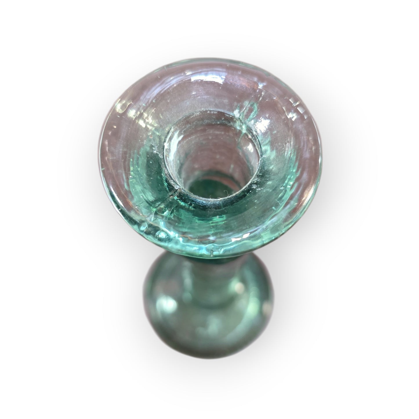 19th-Century English Antique Green-Pressed Glass Candlestick, circa 1860